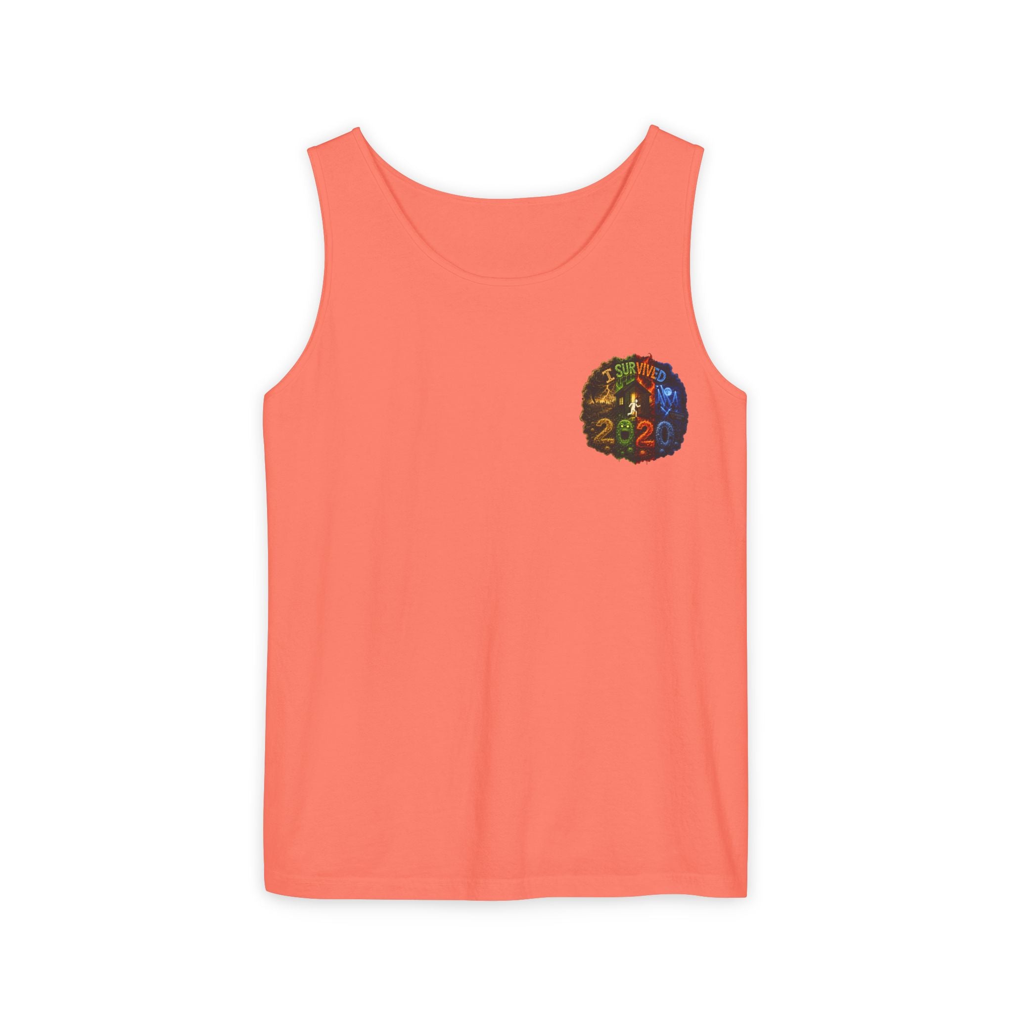 I Survived 2020 — "No Signal" Test Pattern Tee Alien Broadcast Finale Summer Premiere Unisex Garment-Dyed Tank Top