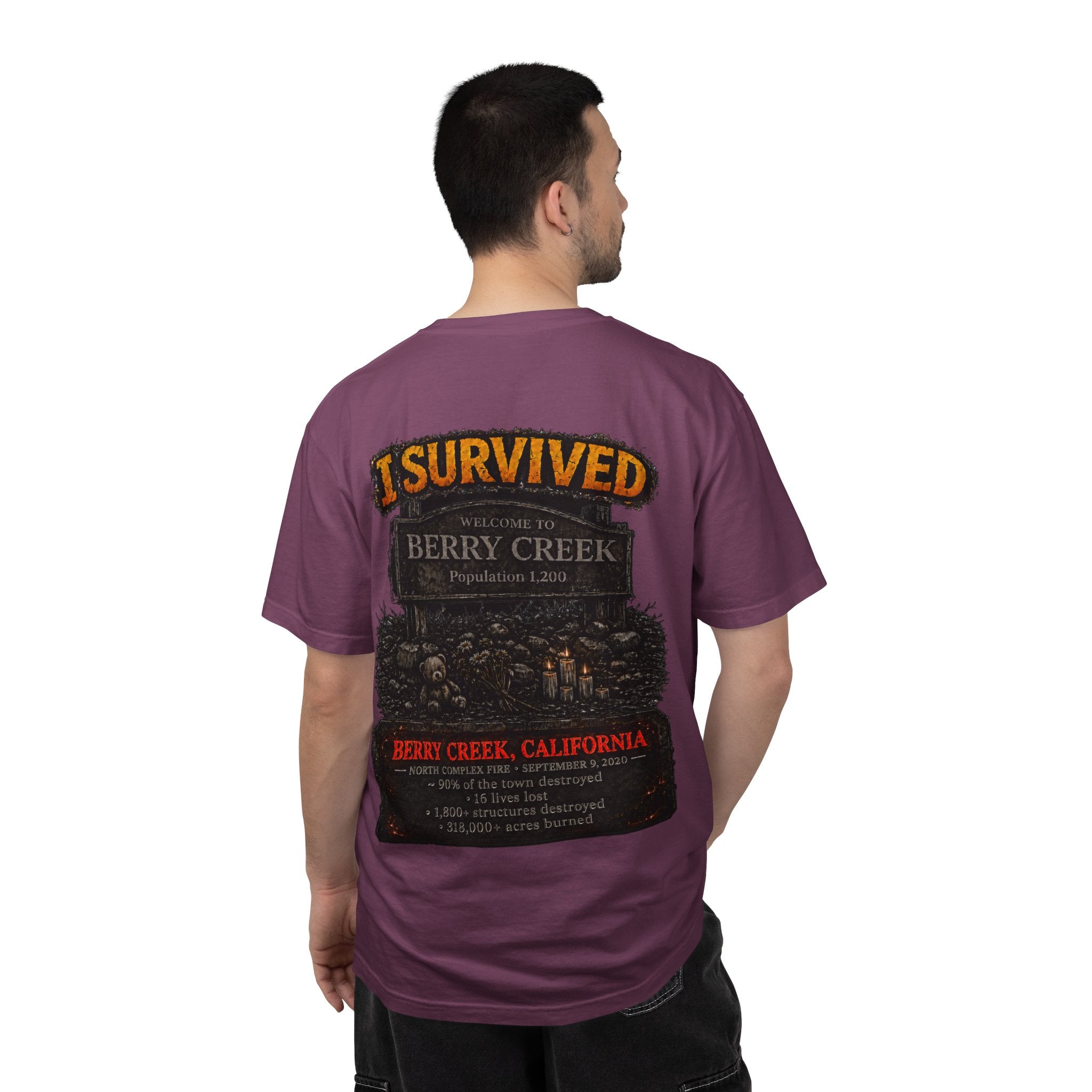 I Survived 2020 — Director's Cut S2:E1 "Berry Creek" | Wildfire Edition Memorial Unisex Garment-Dyed T-shirt
