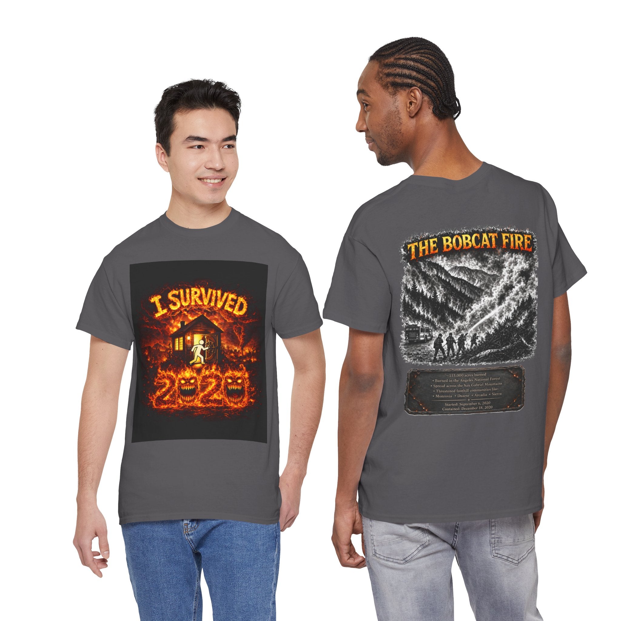 I Survived 2020 — WILDFIRES S2:E2: "The Bobcat Fire" Memorial Unisex Heavy Cotton Tee