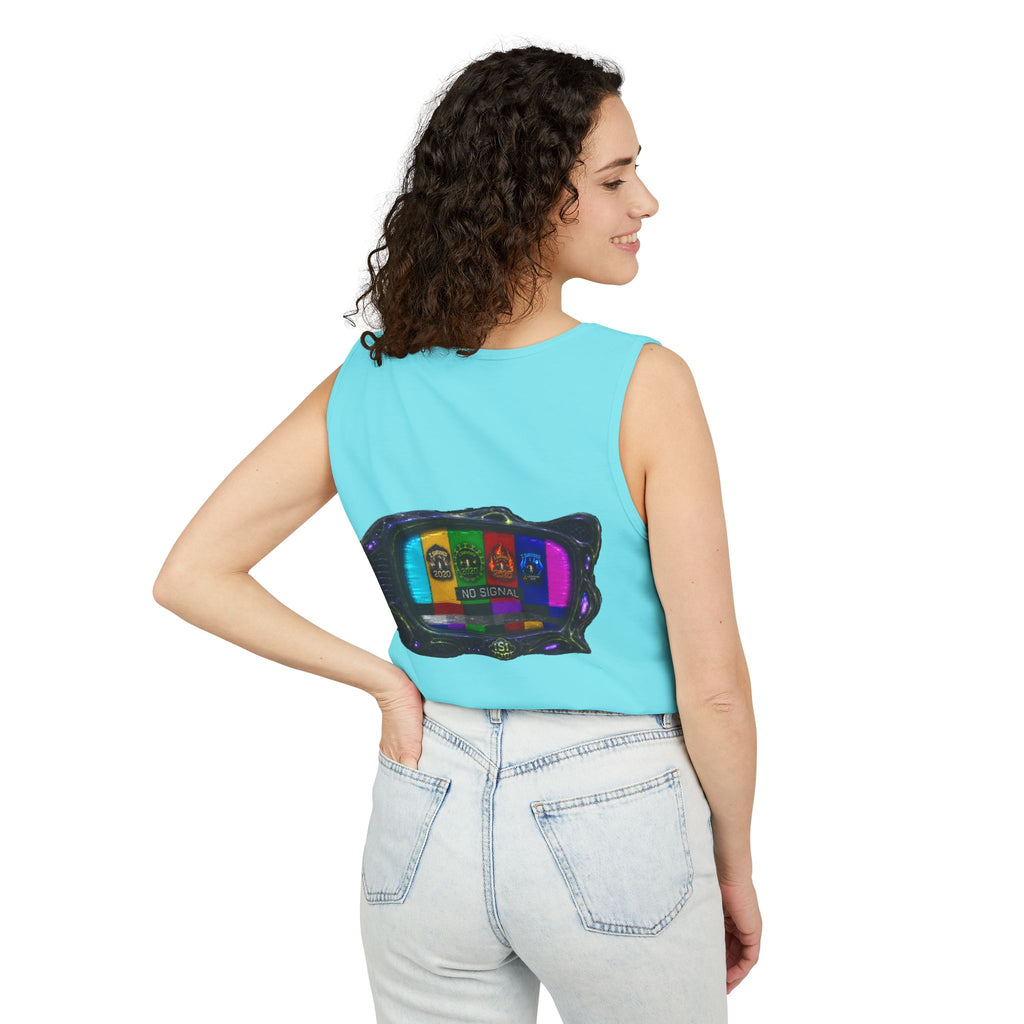I Survived 2020 — "No Signal" Test Pattern Tee Alien Broadcast Finale Summer Premiere Unisex Garment-Dyed Tank Top