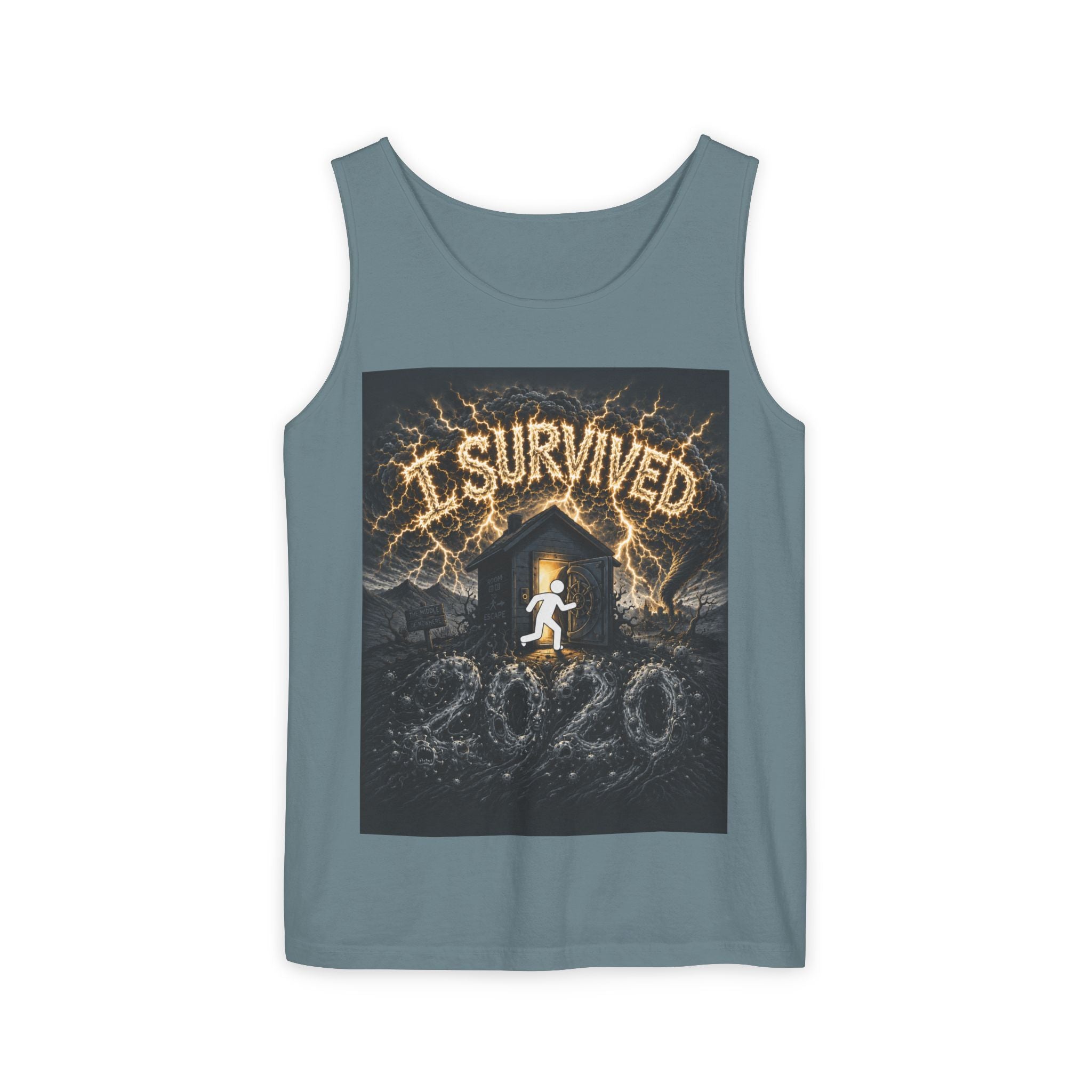 I Survived 2020 — Original Design Teaser Tee | Season 1 Premiere Drop Unisex Garment-Dyed Tank Top