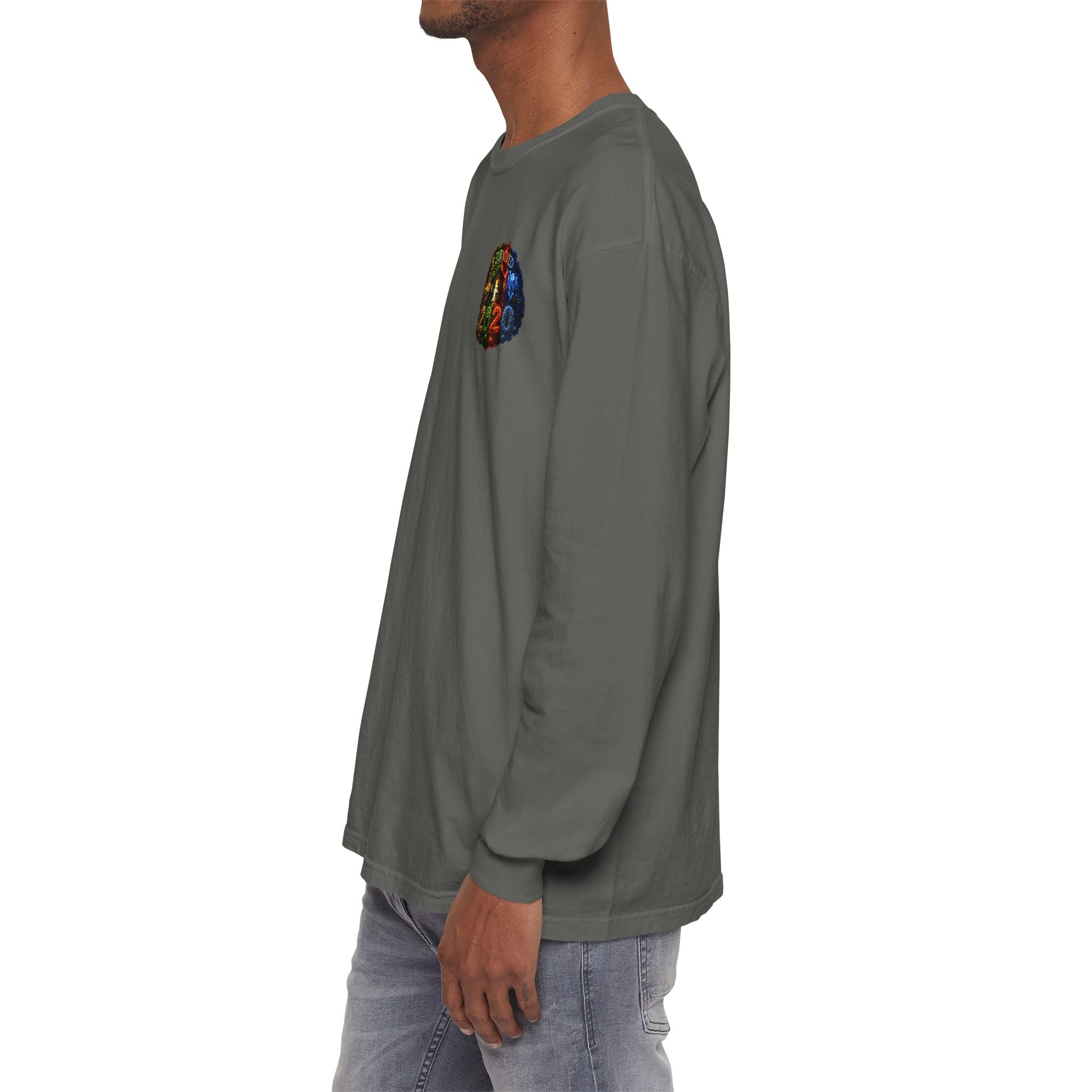 I Survived 2020 — "No Signal" Test Pattern Tee Alien Broadcast Finale Summer Premiere Garment-Dyed Long Sleeve T-Shirt