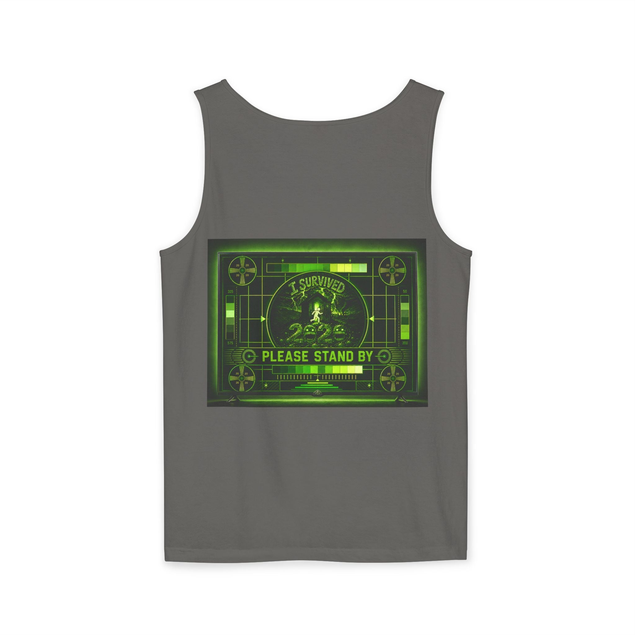 I Survived 2020 — "Please Stand By" Test Pattern Toxic Signal Tee Summer Premiere Unisex Garment-Dyed Tank Top