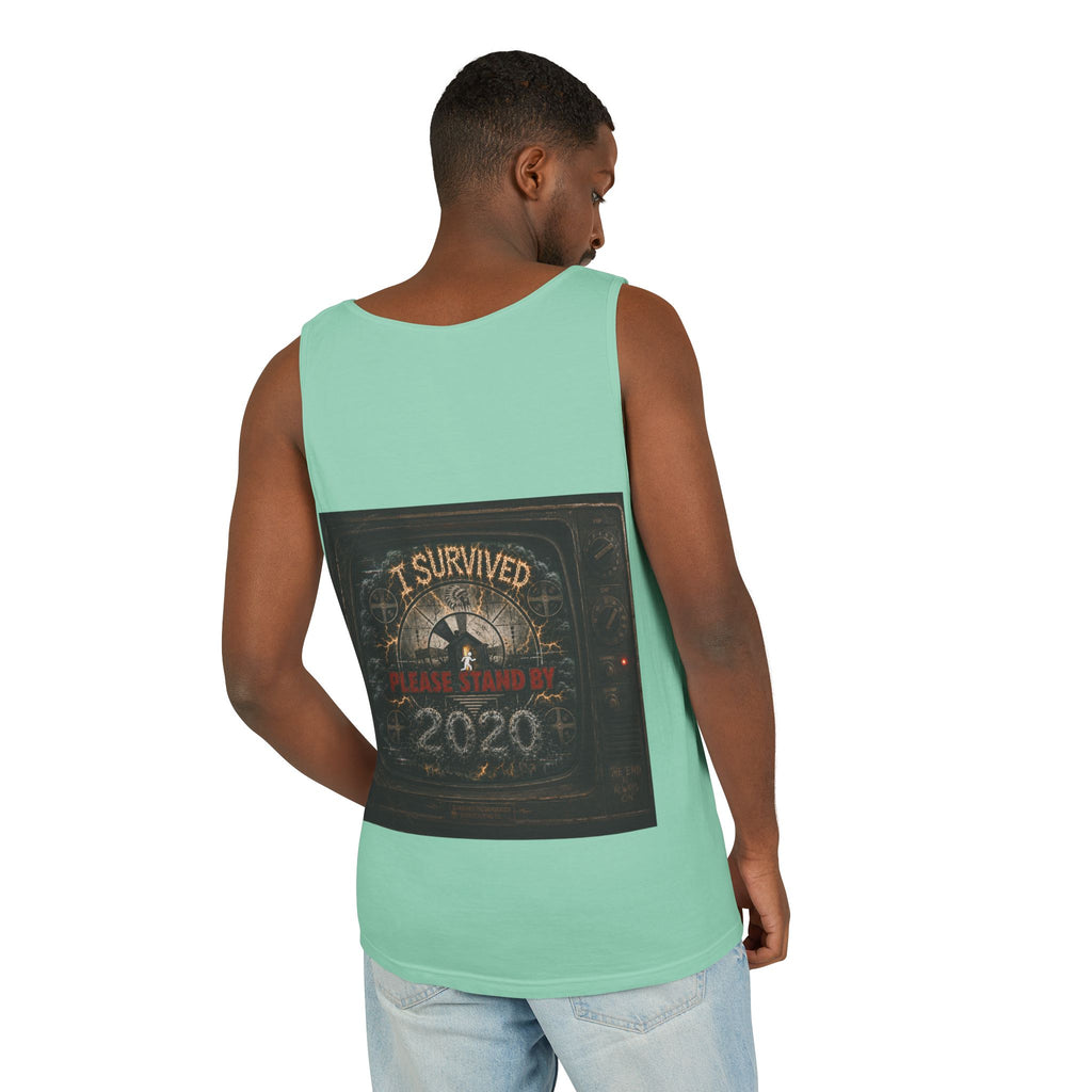 I Survived 2020 — "Please Stand By" Test Pattern Tee Summer Premier  Unisex Garment-Dyed Tank Top