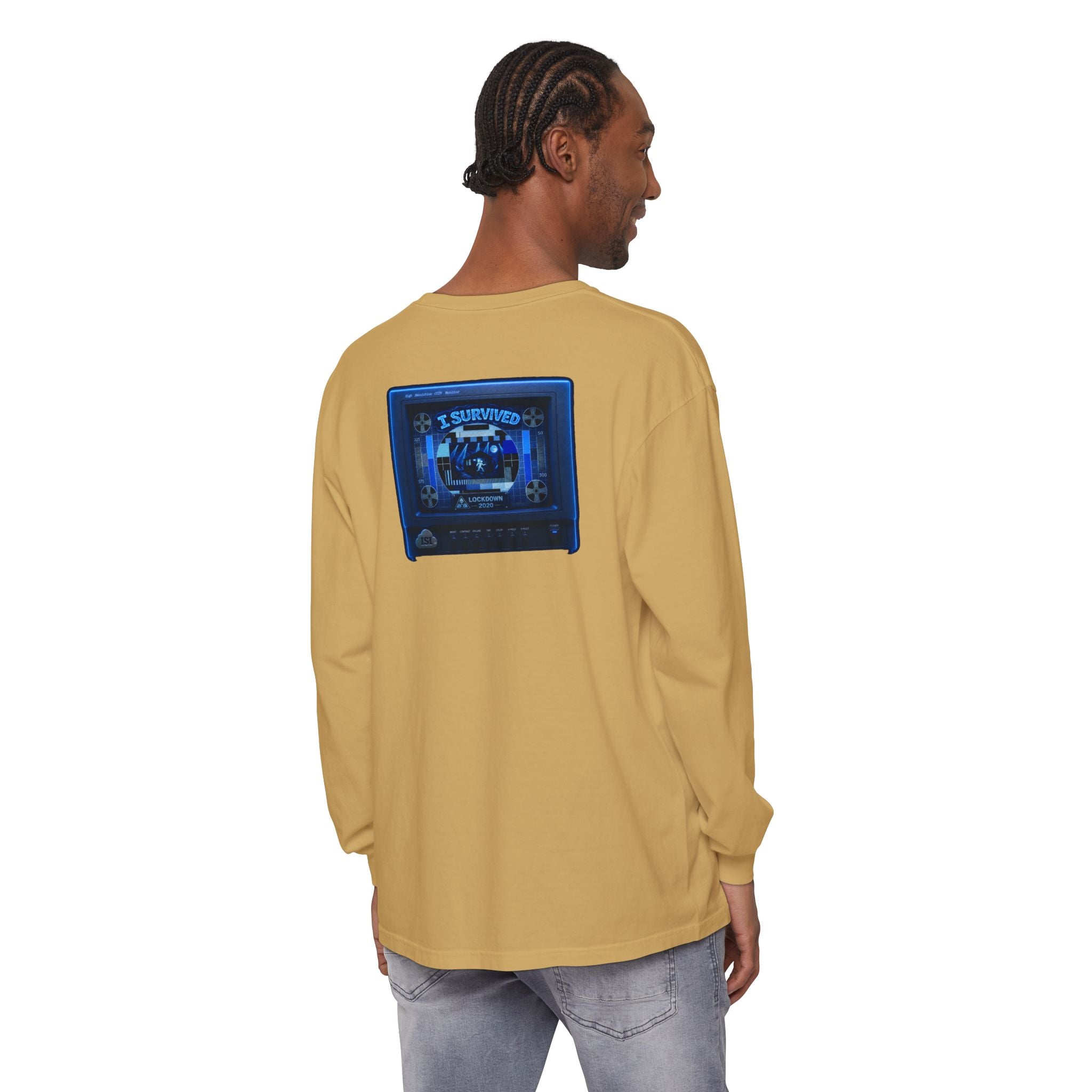 I Survived 2020 — "Please Stand By" Test Pattern Tee Lockdown Edition Summer Exclusive Unisex Garment-Dyed Long Sleeve T-Shirt