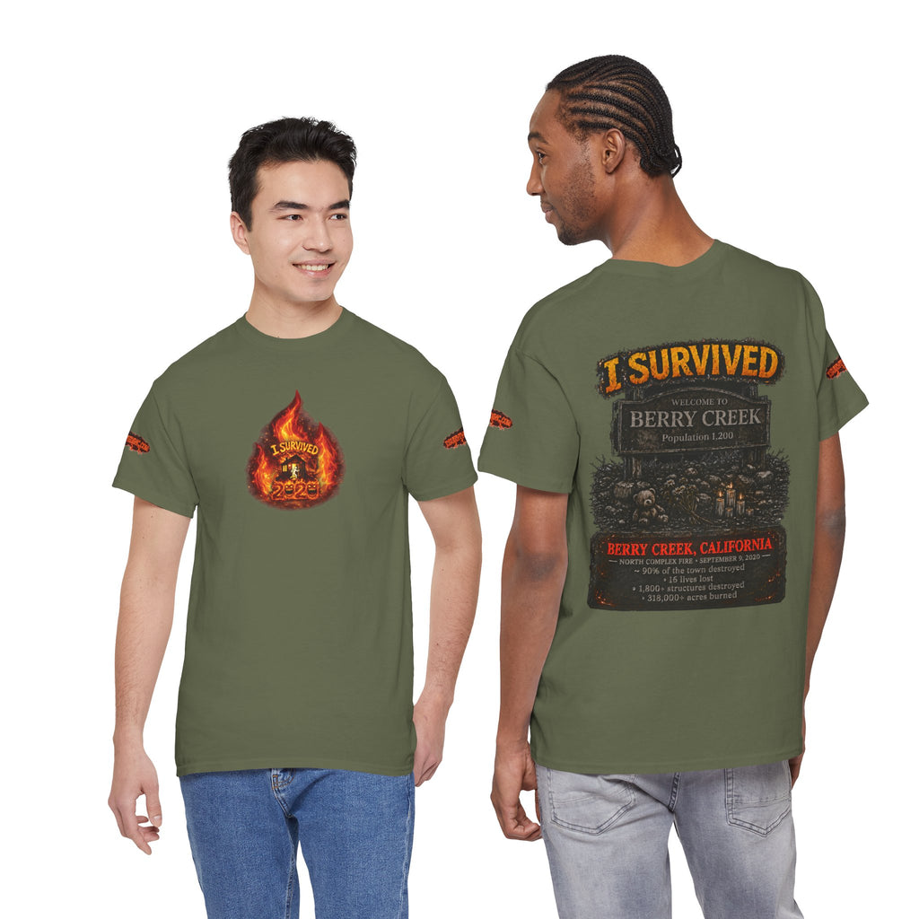 I Survived 2020 — WILDFIRES S2:E1: Director's Cut Special Edition "Berry Creek" Memorial Unisex Heavy Cotton Tee