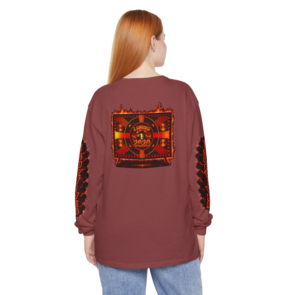 I Survived 2020 — "Please Stand By" Test Pattern Tee Special Edition Wildfire Signal Edition Summer Premiere Unisex Garment-Dyed Long Sleeve T-Shirt