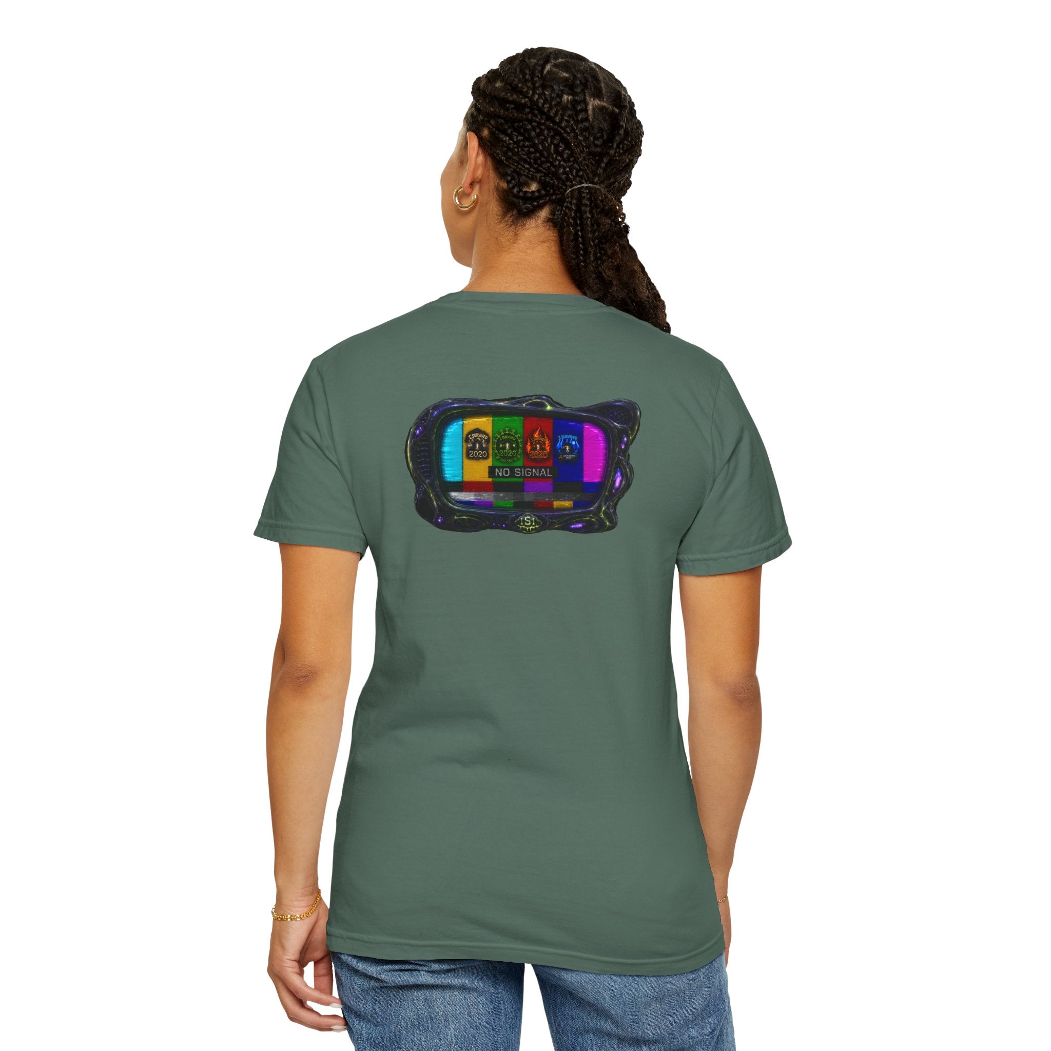 I Survived 2020 — "No Signal" Test Pattern Tee Alien Broadcast Finale Summer Premiere Unisex Garment-Dyed T-shirt