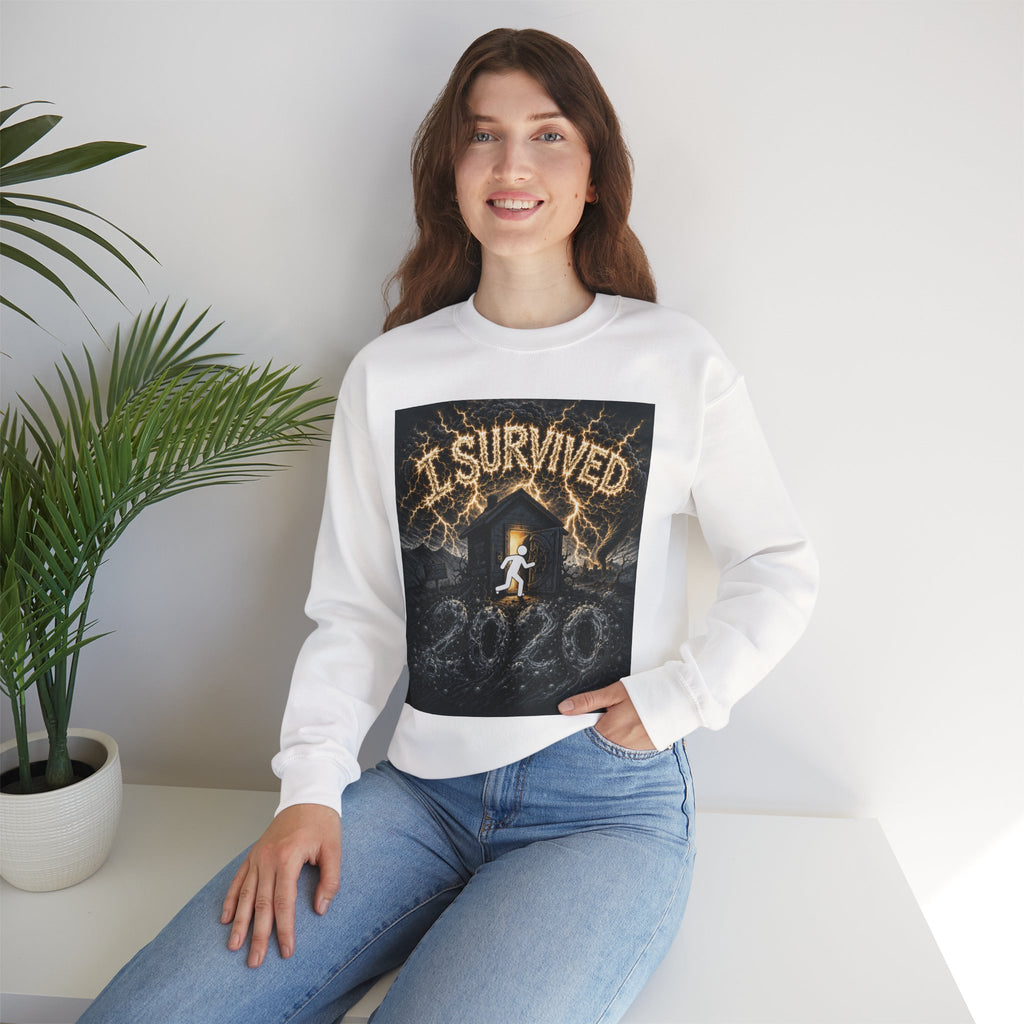 I Survived 2020 — Original Design Teaser Tee | Season 1 Premiere Drop Unisex Heavy Blend™ Crewneck Sweatshirt