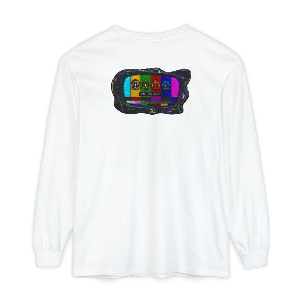 I Survived 2020 — "No Signal" Test Pattern Tee Alien Broadcast Finale Summer Premiere Garment-Dyed Long Sleeve T-Shirt