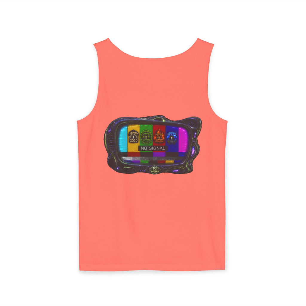 I Survived 2020 — "No Signal" Test Pattern Tee Alien Broadcast Finale Summer Premiere Unisex Garment-Dyed Tank Top