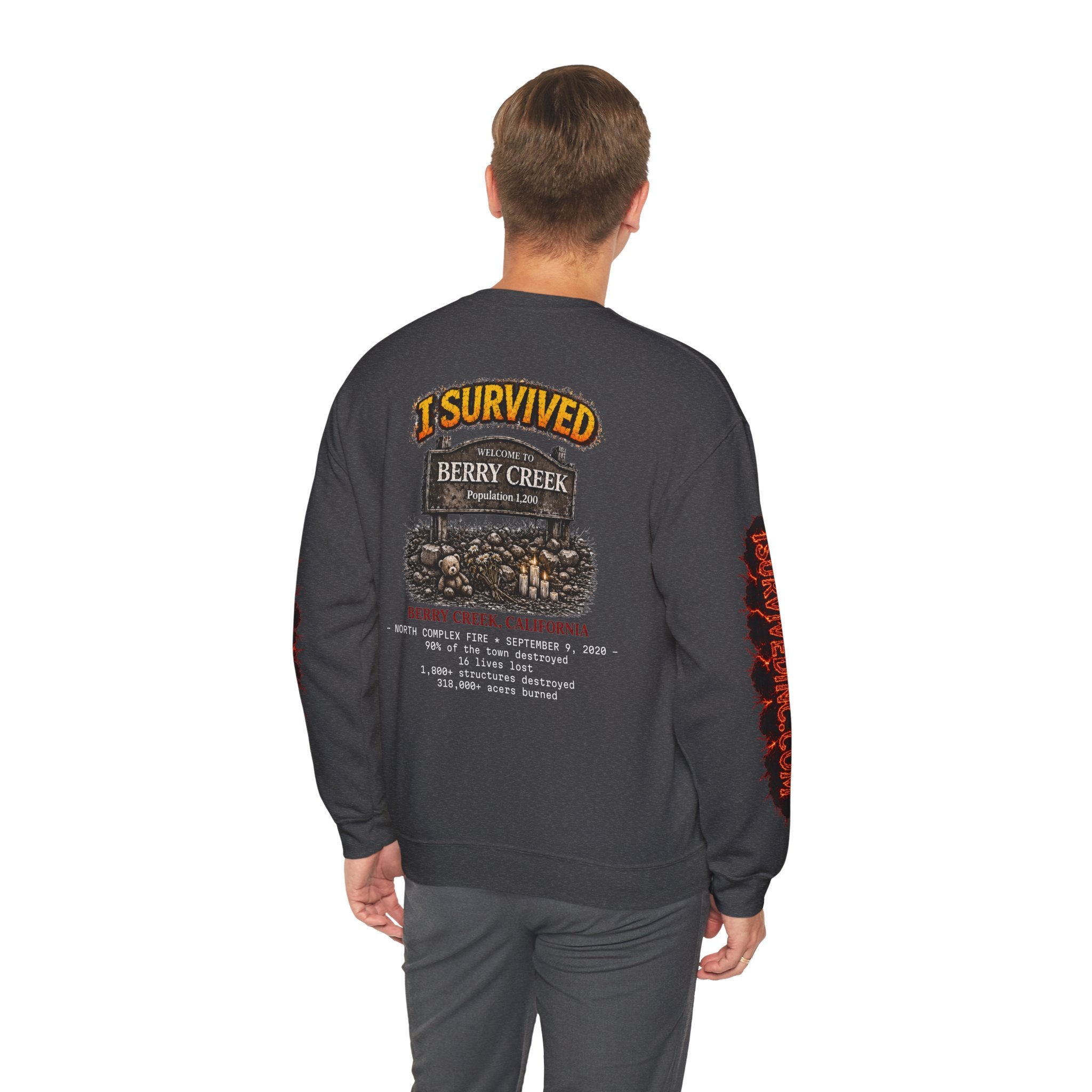 I Survived 2020 — S2:E1 "Berry Creek" | Wildfire Edition Memorial Unisex Heavy Blend™ Crewneck Sweatshirt
