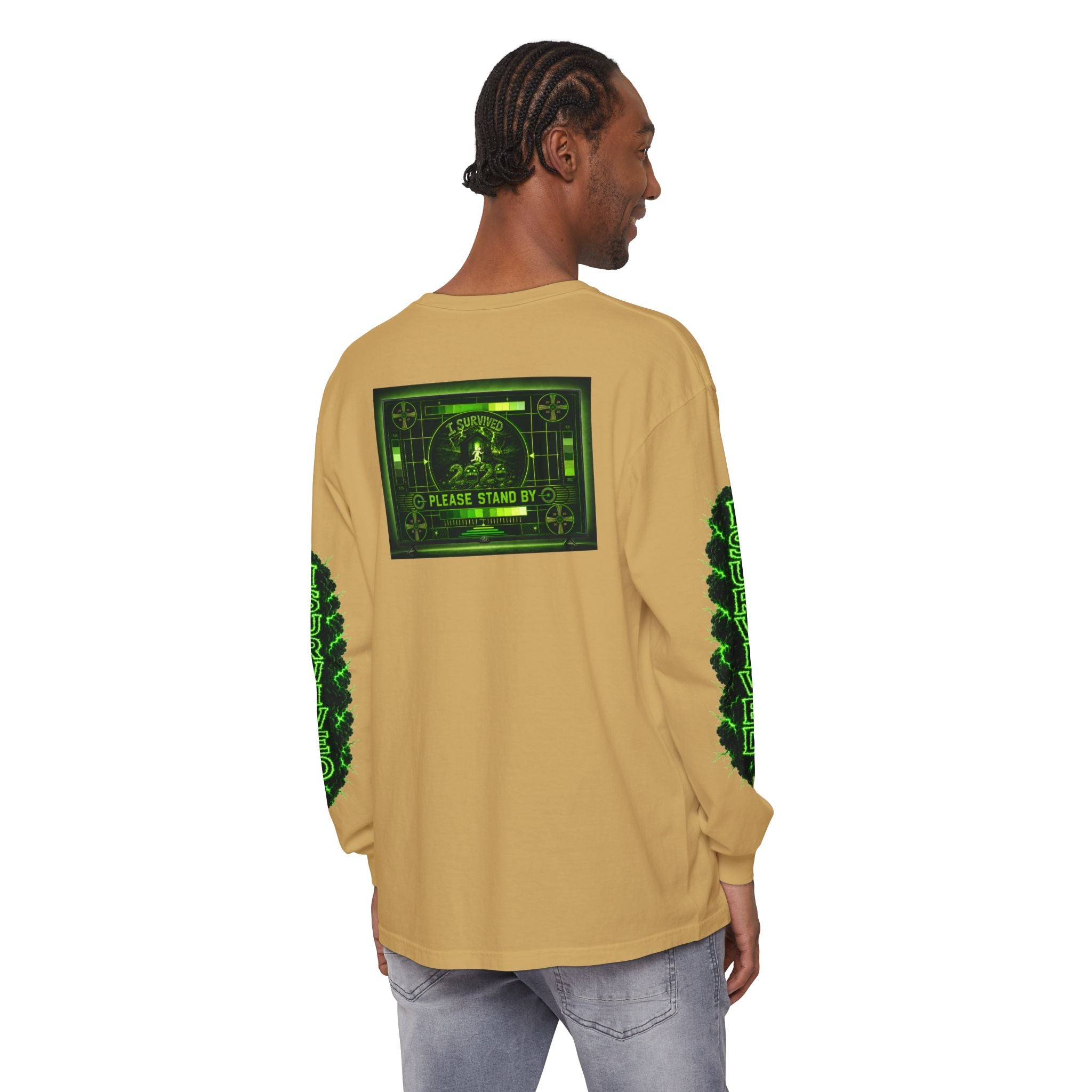 I Survived 2020 — "Please Stand By" Test Pattern Toxic Signal Tee Special Edition Summer Premiere Unisex Garment-Dyed Long Sleeve T-Shirt