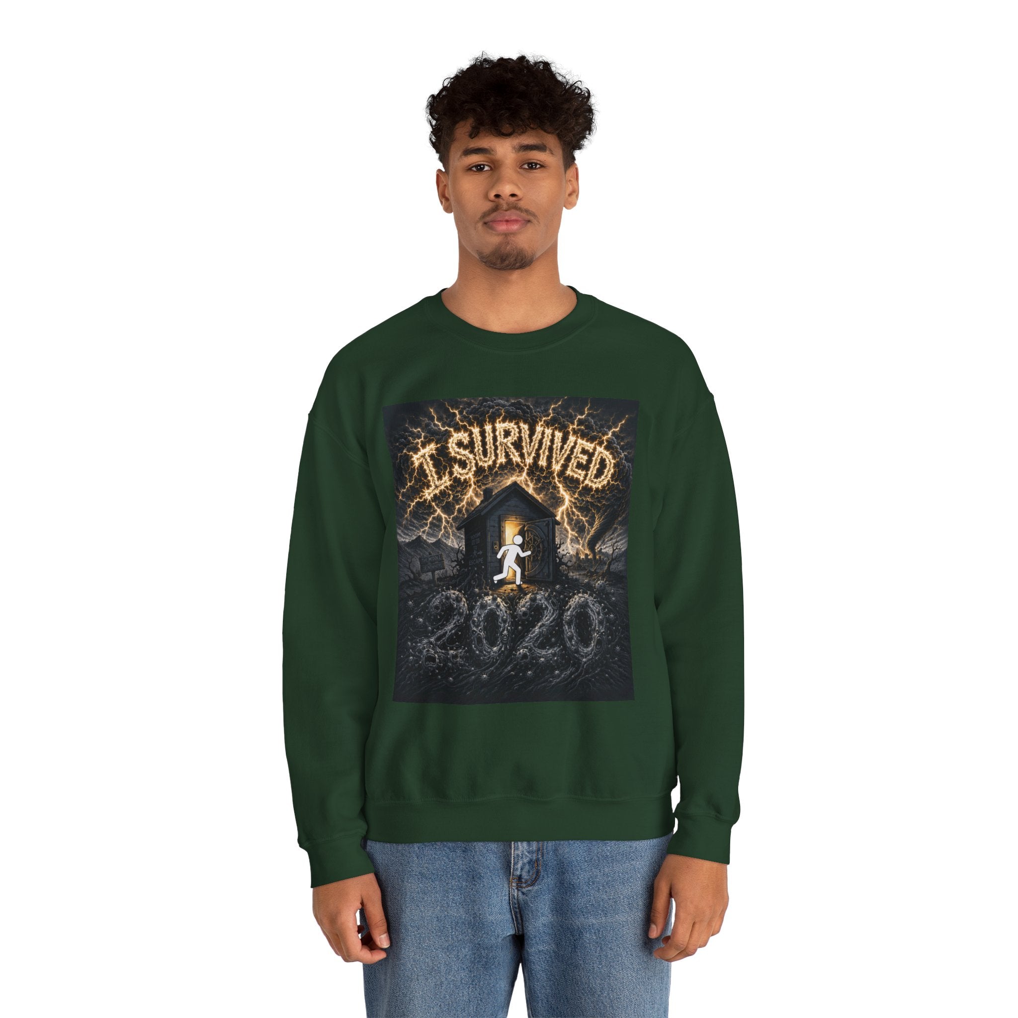 I Survived 2020 — Original Design Teaser Tee | Season 1 Premiere Drop Unisex Heavy Blend™ Crewneck Sweatshirt