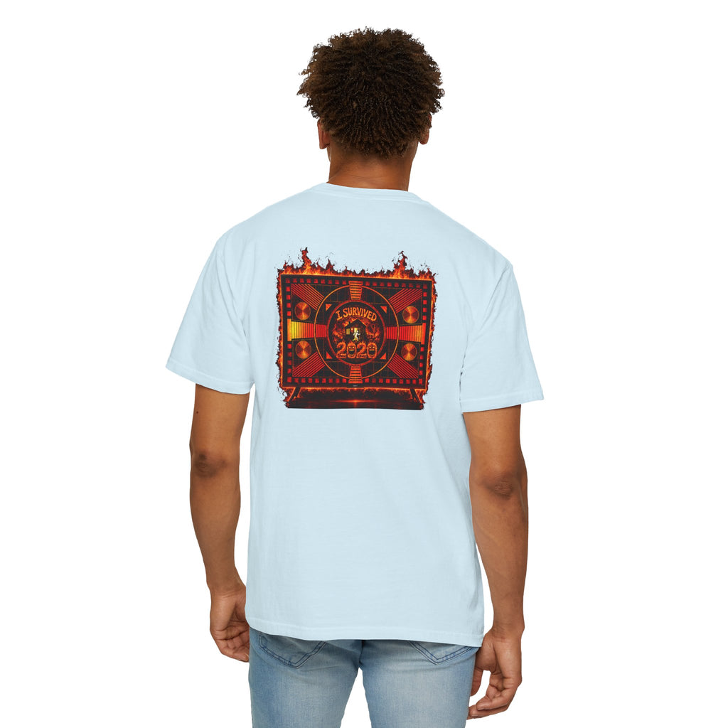 I Survived 2020 — "Please Stand By" Test Pattern Tee Wildfire Signal Edition Summer Premiere Unisex Garment-Dyed T-shirt