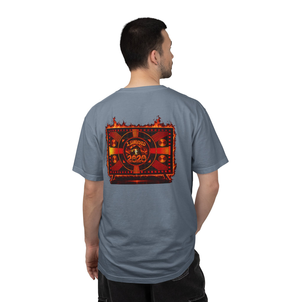 I Survived 2020 — "Please Stand By" Test Pattern Tee Wildfire Signal Edition Summer Premiere Unisex Garment-Dyed T-shirt