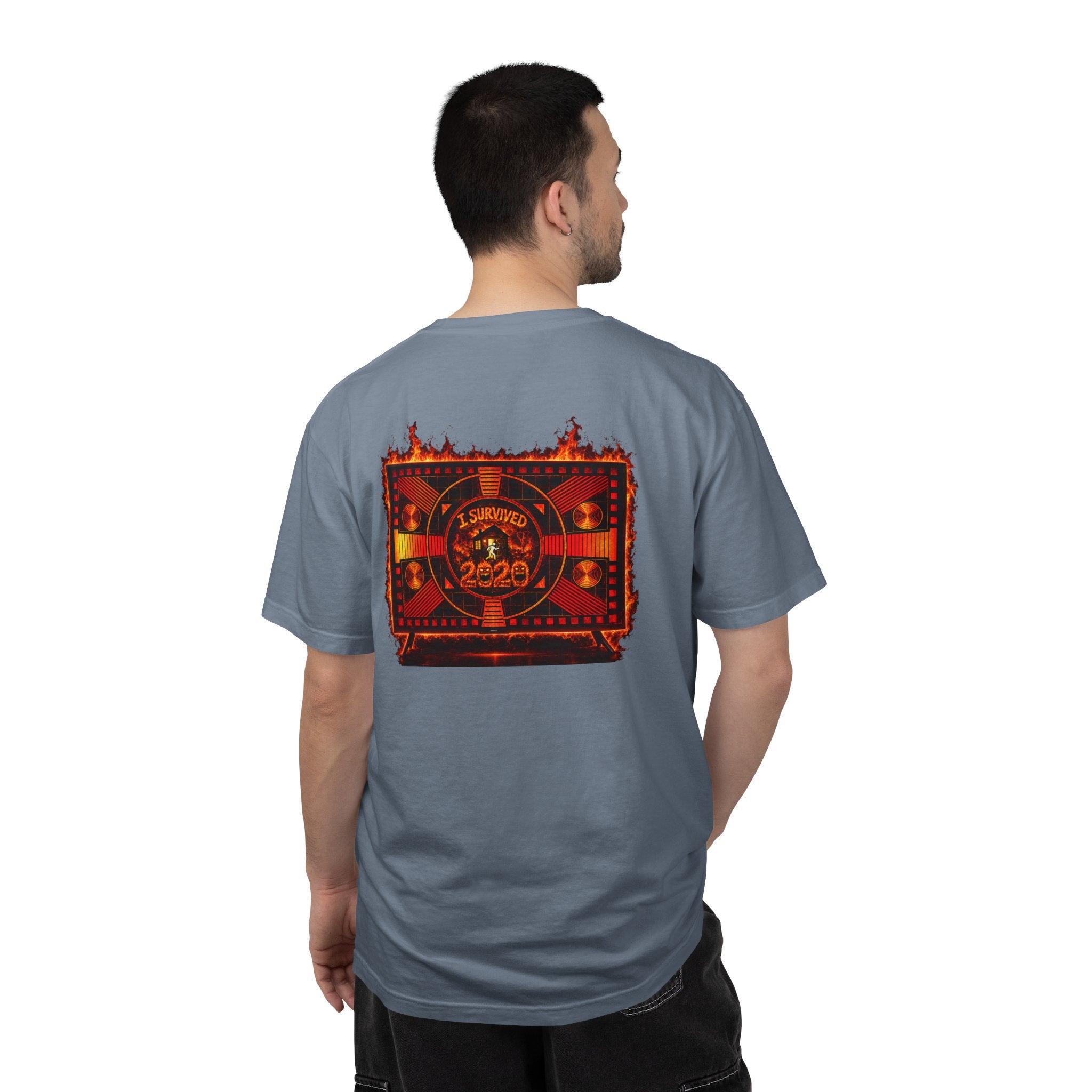 I Survived 2020 — "Please Stand By" Test Pattern Tee Wildfire Signal Edition Summer Premiere Unisex Garment-Dyed T-shirt