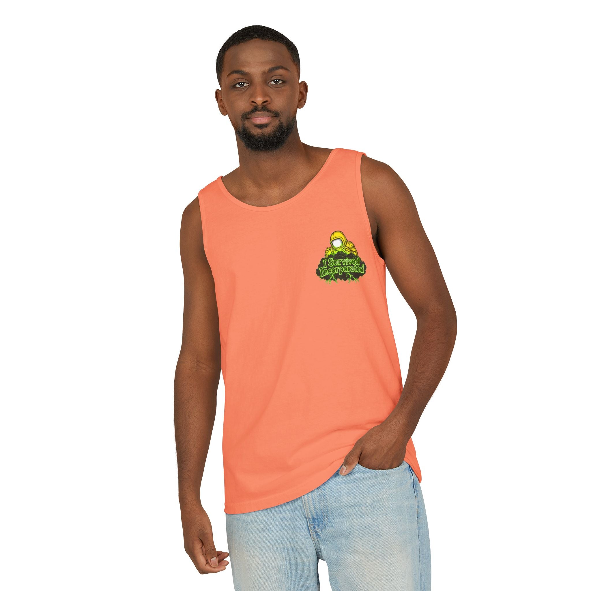 I Survived 2020 — "Please Stand By" Test Pattern Toxic Signal Tee Summer Premiere Unisex Garment-Dyed Tank Top