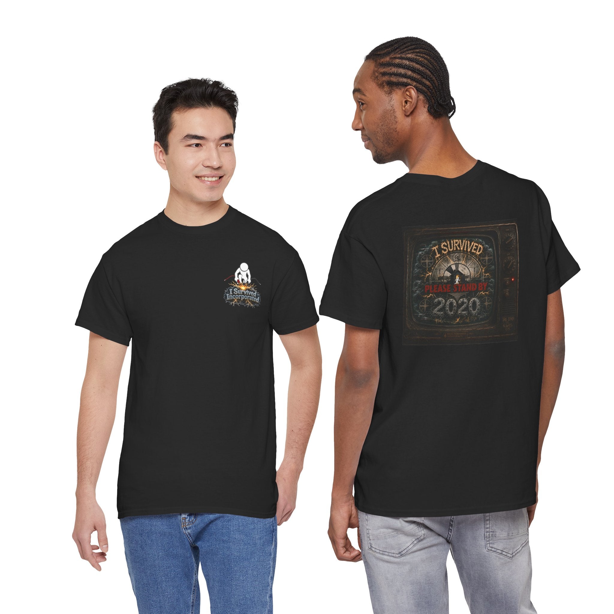 I Survived 2020 — "Please Stand By" Test Pattern Tee Summer Premier Unisex Heavy Cotton Tee