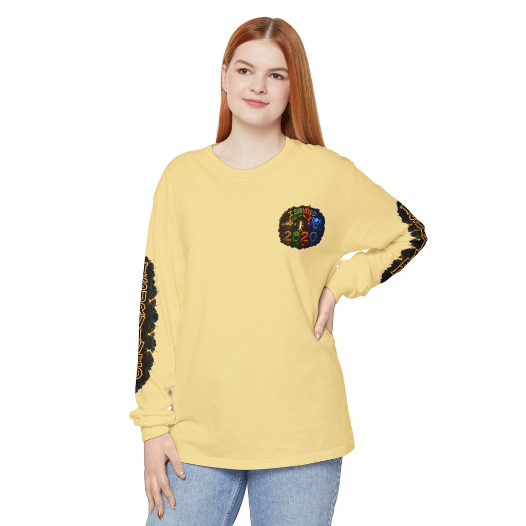 I Survived 2020 — "No Signal" Test Pattern Tee Special Edition Alien Broadcast Finale Summer Premiere Unisex Garment-Dyed Long Sleeve T-Shirt