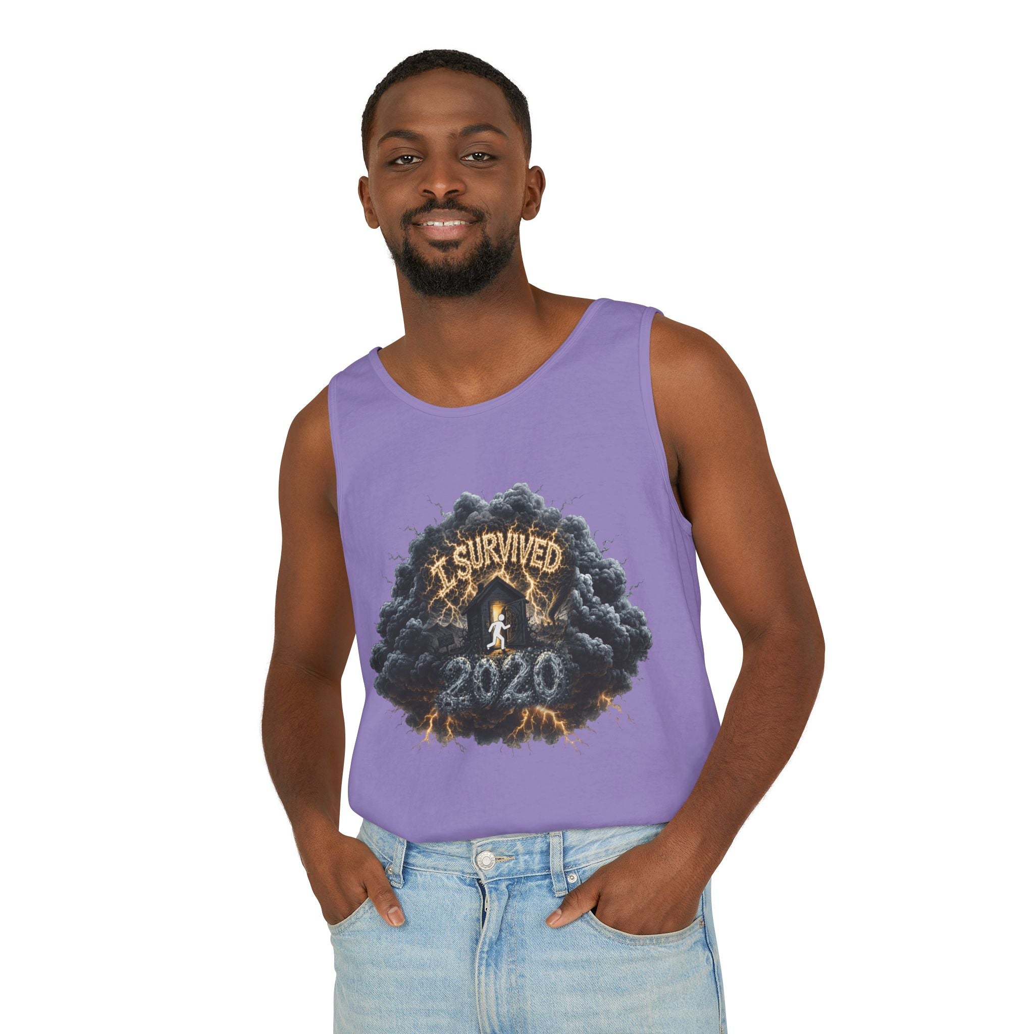 I Survived 2020 — Director's Cut Original Design Teaser Tee | Season 1 Premiere Drop Unisex Garment-Dyed Tank Top