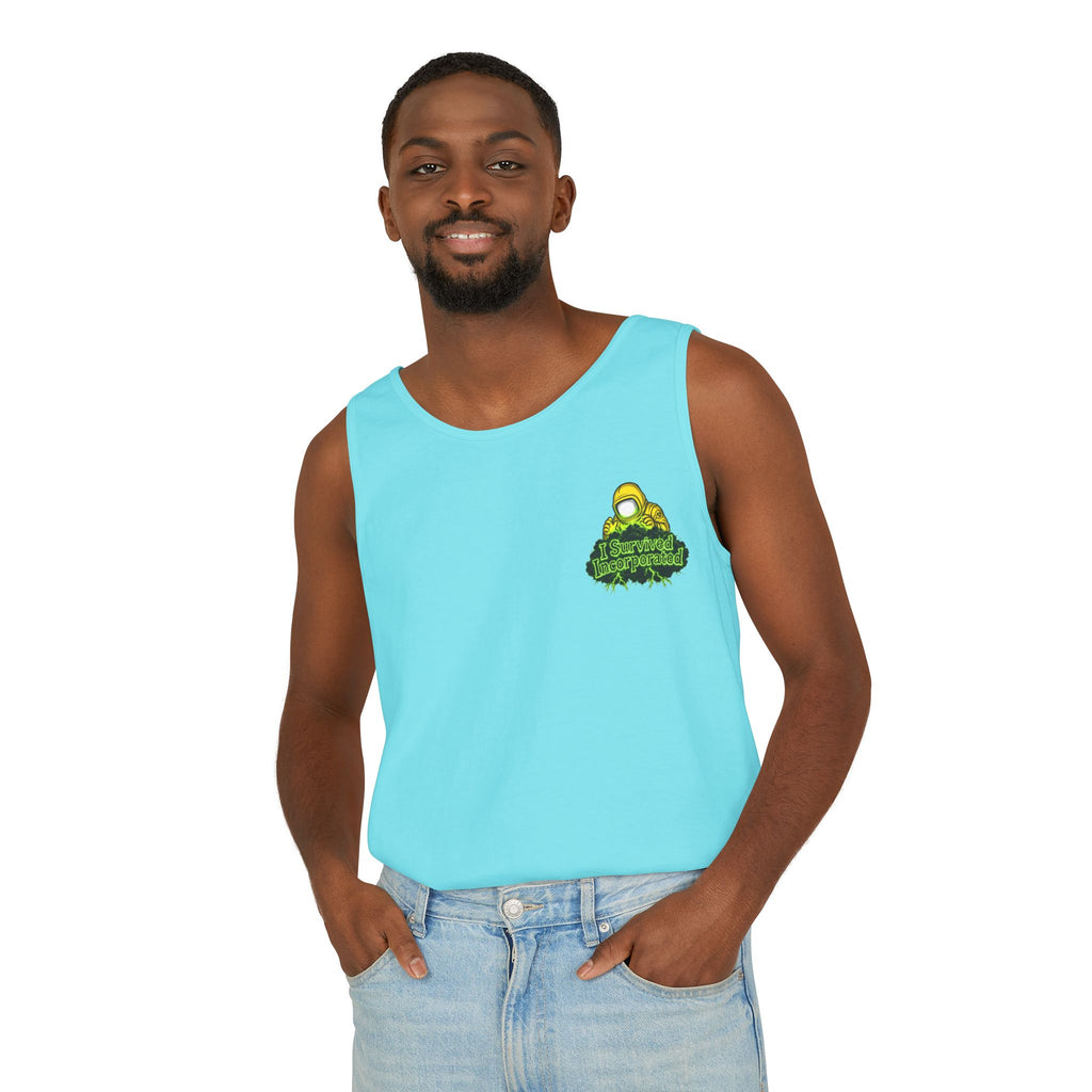 I Survived 2020 — "Please Stand By" Test Pattern Toxic Signal Tee Summer Premiere Unisex Garment-Dyed Tank Top