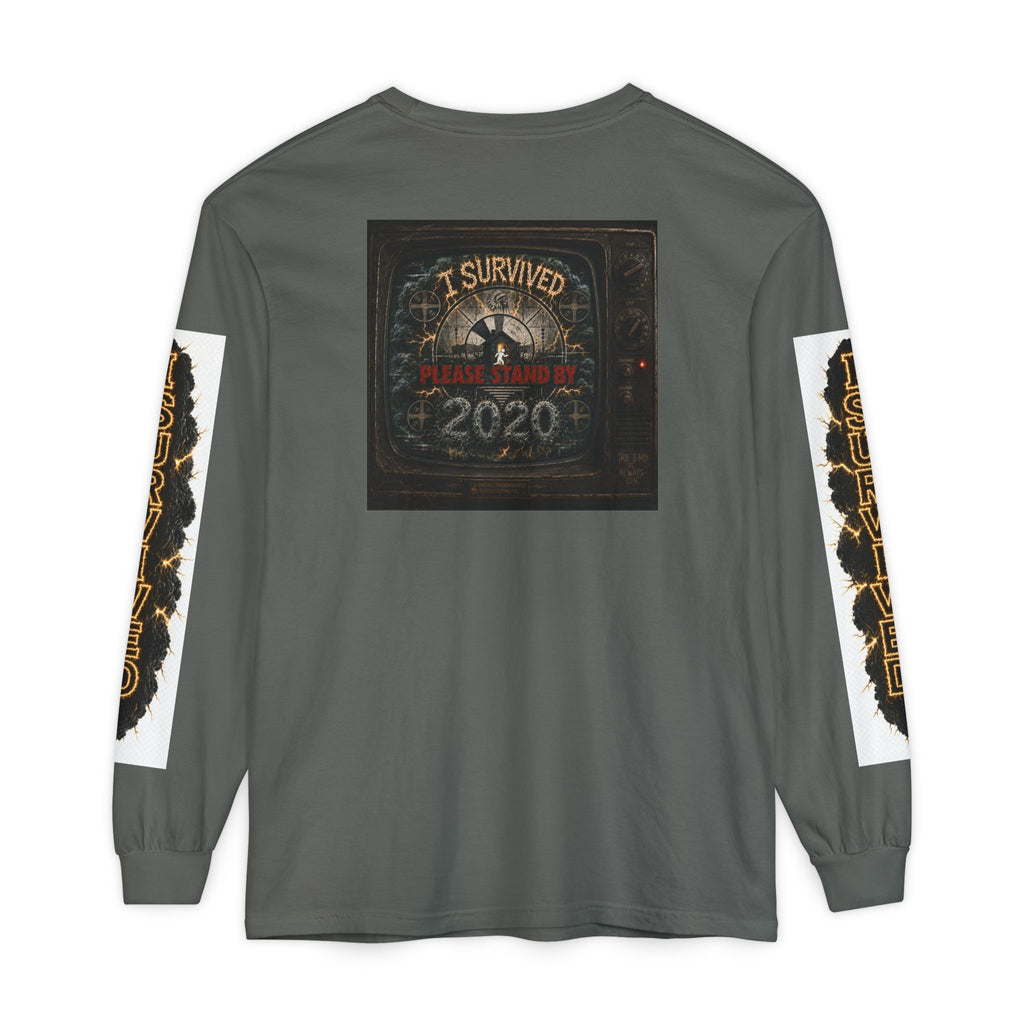 I Survived 2020 — "Please Stand By" Test Pattern Tee Special Edition Summer Premier Unisex Garment-Dyed Long Sleeve T-Shirt