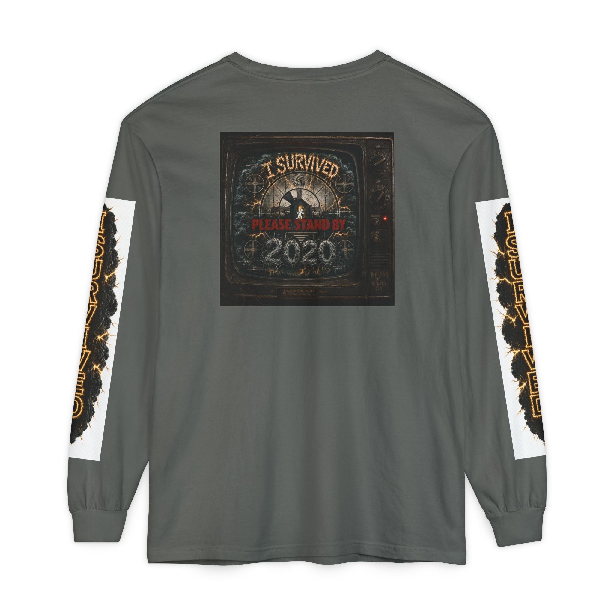 I Survived 2020 — "Please Stand By" Test Pattern Tee Special Edition Summer Premier Unisex Garment-Dyed Long Sleeve T-Shirt