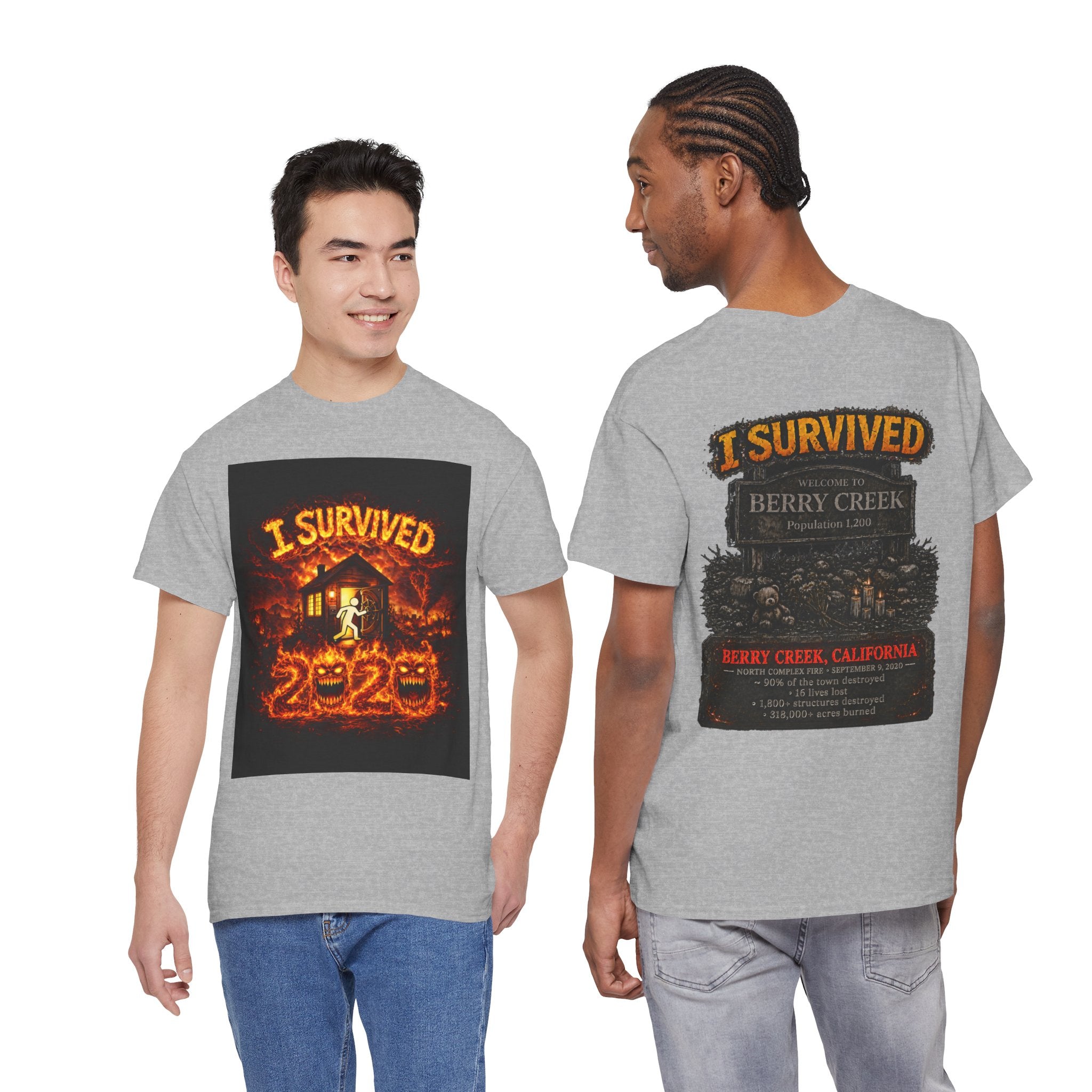I Survived 2020 — WILDFIRES S2:E1: "Berry Creek" Memorial Unisex Heavy Cotton Tee