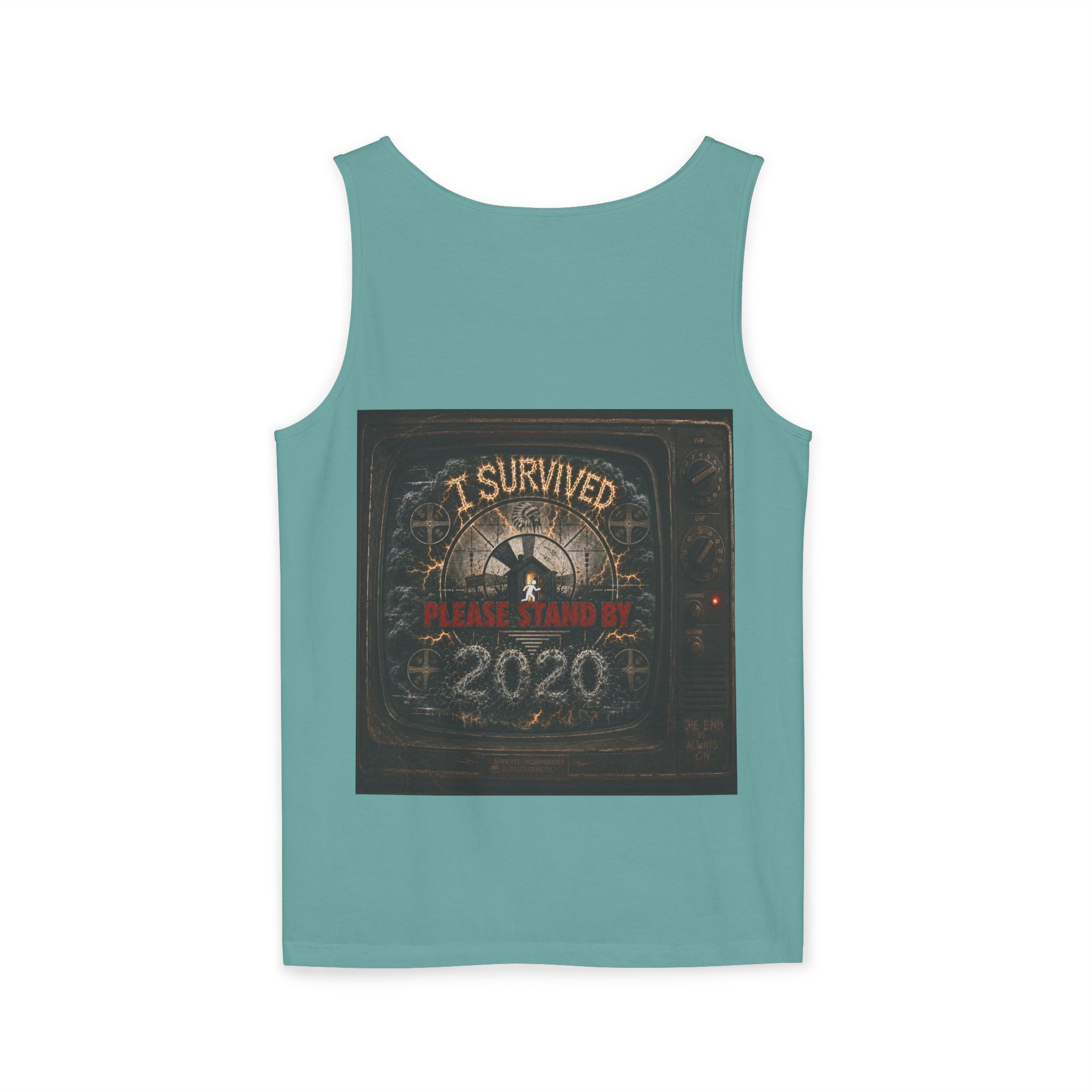 I Survived 2020 — "Please Stand By" Test Pattern Tee Summer Premier  Unisex Garment-Dyed Tank Top