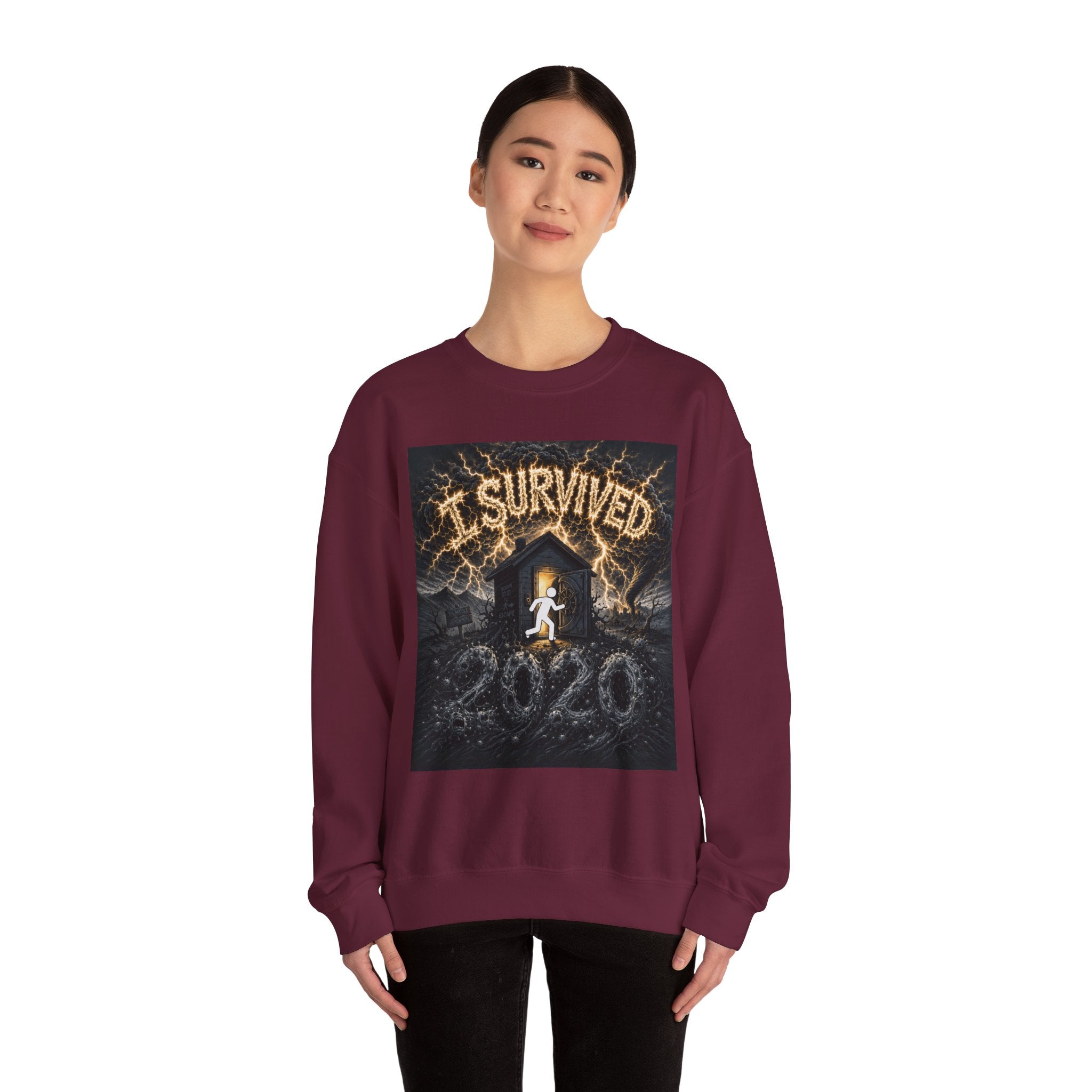 I Survived 2020 — Original Design Teaser Tee | Season 1 Premiere Drop Unisex Heavy Blend™ Crewneck Sweatshirt