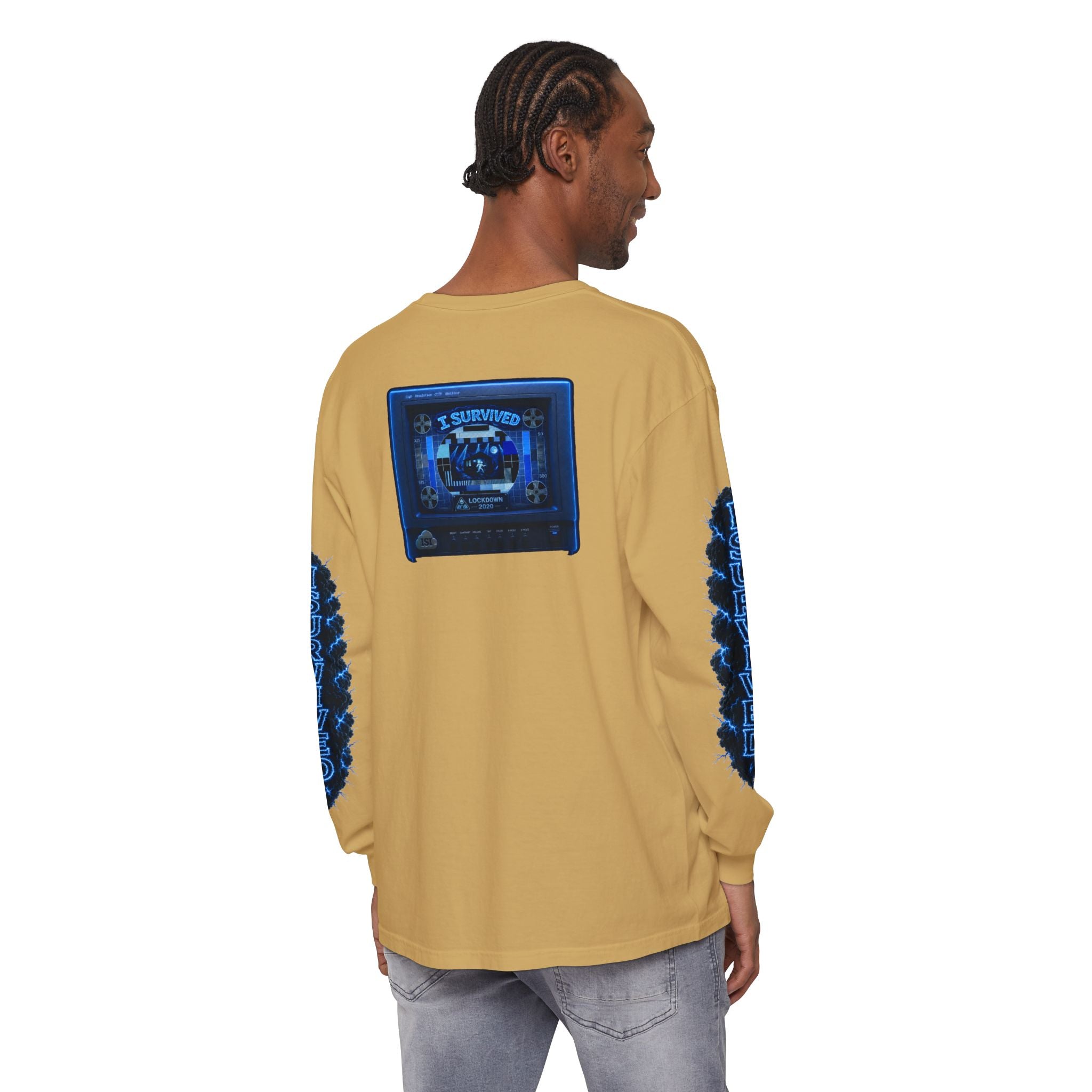 I Survived 2020 — "Please Stand By" Test Pattern Tee Lockdown Special Edition Summer Exclusive Unisex Garment-Dyed Long Sleeve T-Shirt