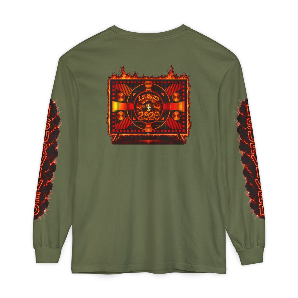 I Survived 2020 — "Please Stand By" Test Pattern Tee Special Edition Wildfire Signal Edition Summer Premiere Unisex Garment-Dyed Long Sleeve T-Shirt