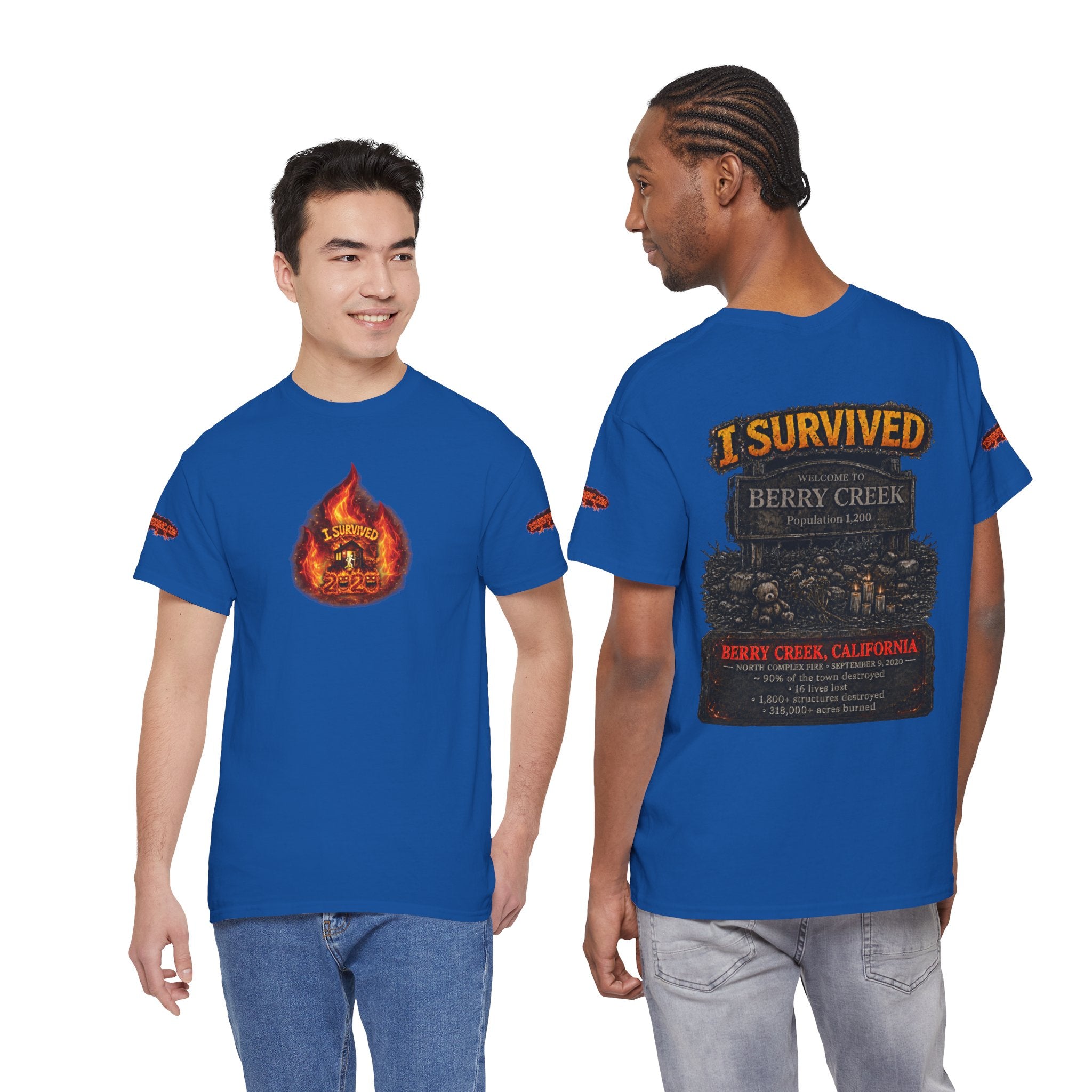 I Survived 2020 — WILDFIRES S2:E1: Director's Cut Special Edition "Berry Creek" Memorial Unisex Heavy Cotton Tee