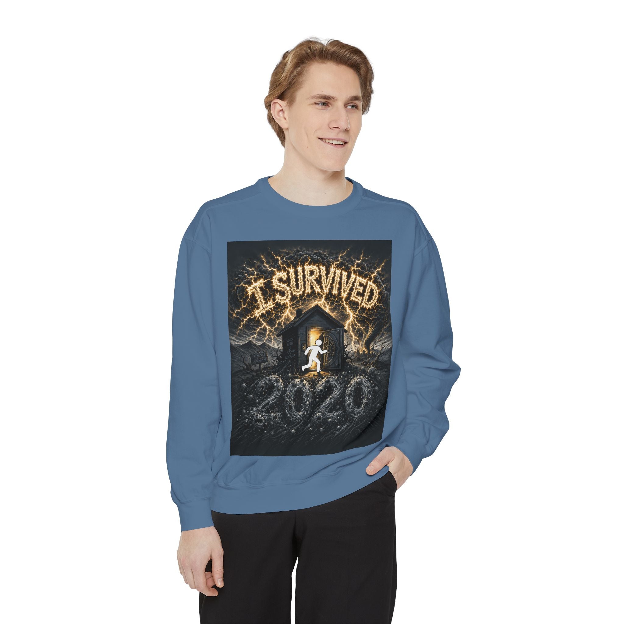 I Survived 2020 — Original Design Teaser Sweatshirt | Season 1 Premiere Drop Unisex Garment-Dyed Sweatshirt