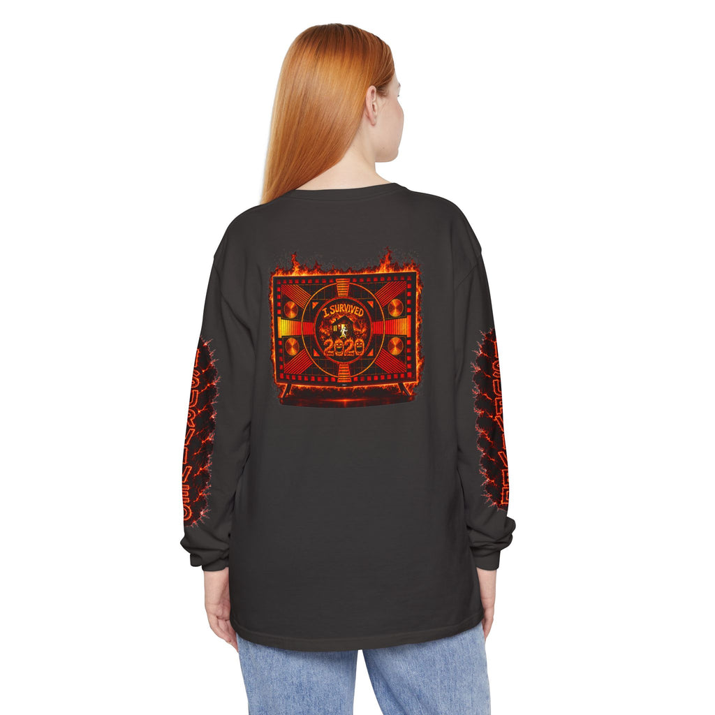 I Survived 2020 — "Please Stand By" Test Pattern Tee Special Edition Wildfire Signal Edition Summer Premiere Unisex Garment-Dyed Long Sleeve T-Shirt