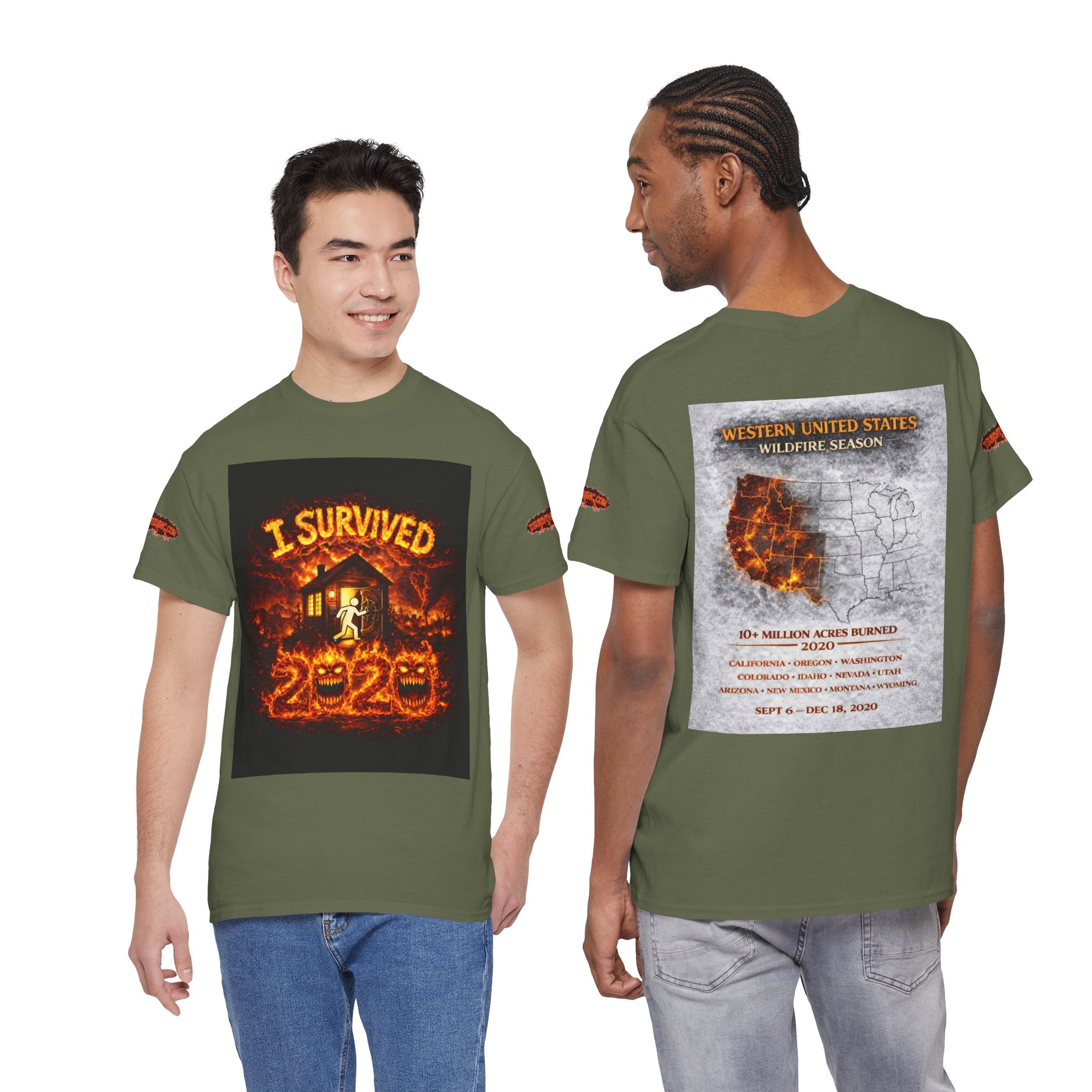 I Survived 2020 — WILDFIRES S2:E4: Special Edition "Western U.S." Memorial Unisex Heavy Cotton Tee