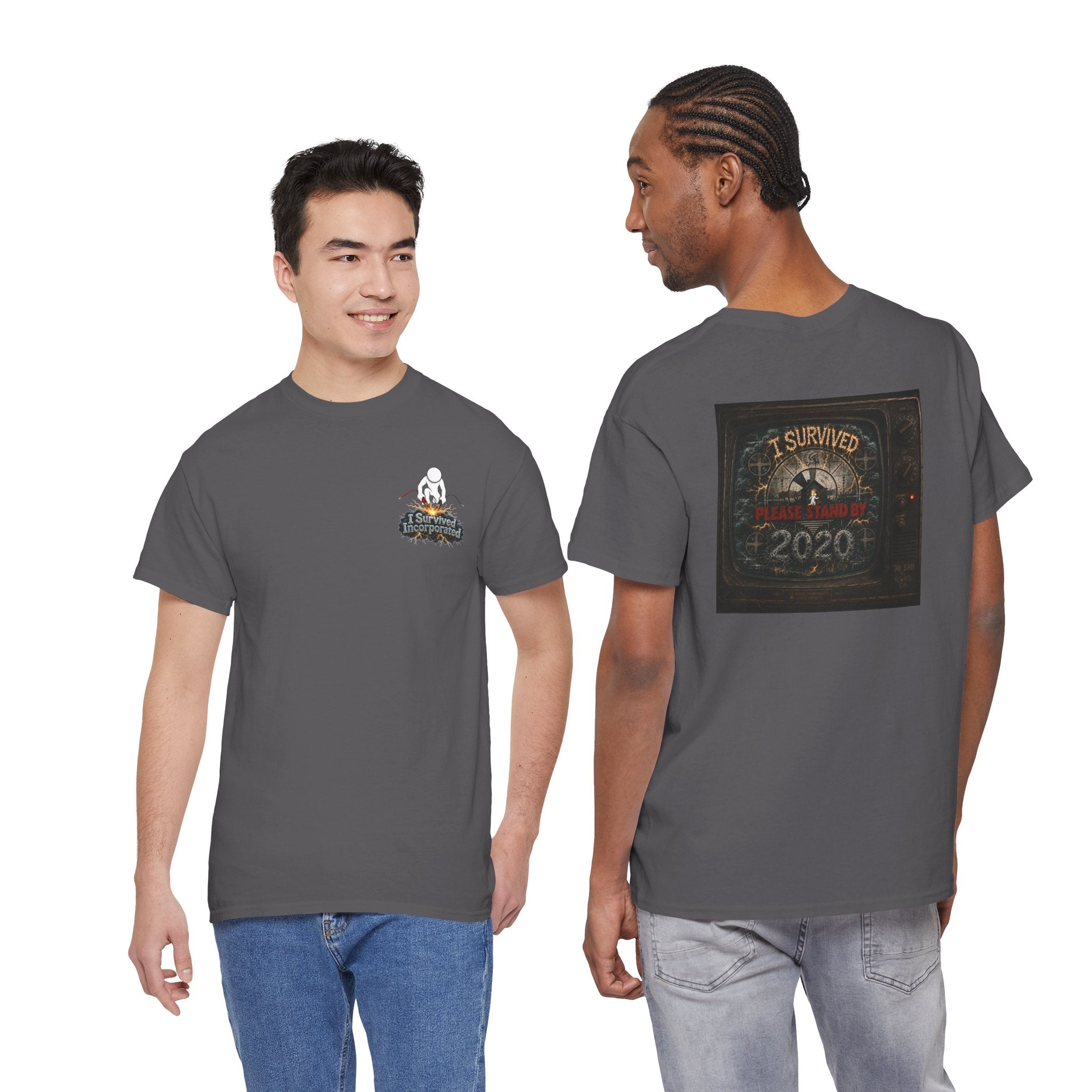 I Survived 2020 — "Please Stand By" Test Pattern Tee Summer Premier Unisex Heavy Cotton Tee