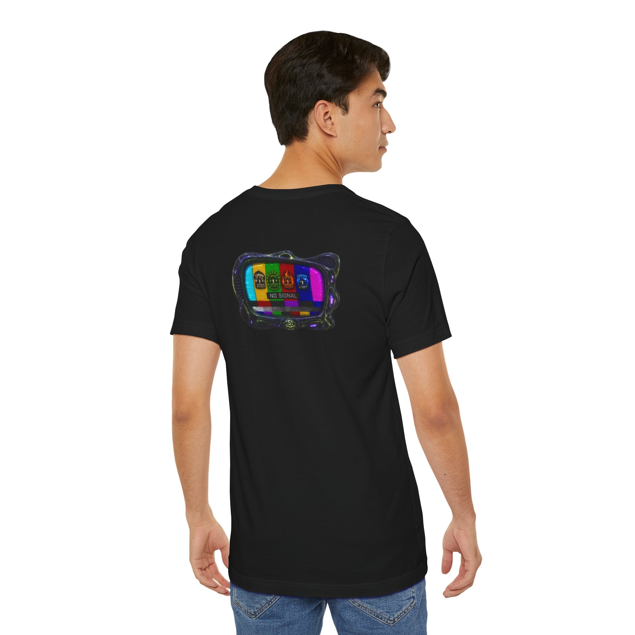 I Survived 2020 — "No Signal" Test Pattern Tee Alien Broadcast Finale Summer Premiere Unisex Jersey Short Sleeve Tee