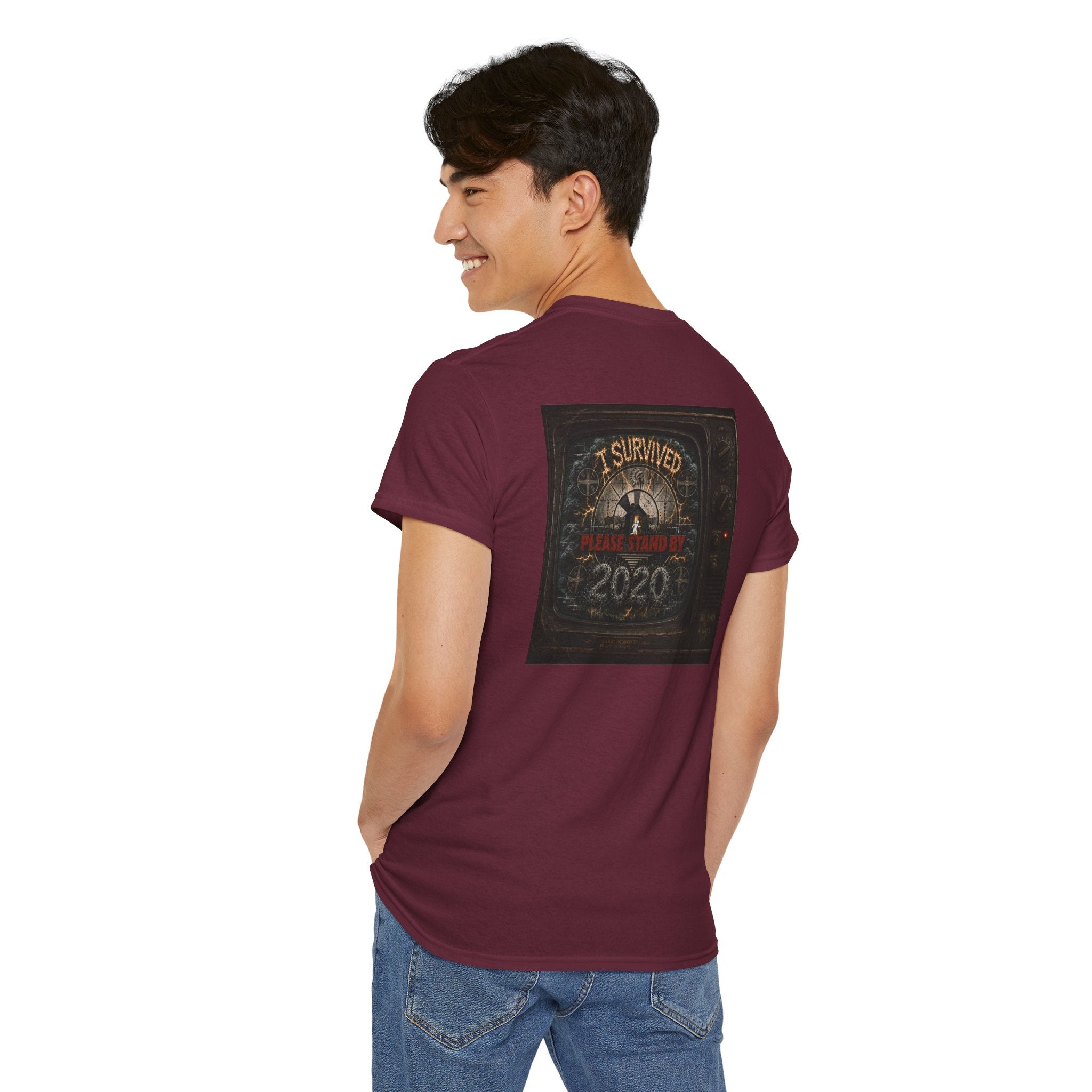 I Survived 2020 — "Please Stand By" Test Pattern Tee Summer Premier Unisex Heavy Cotton Tee