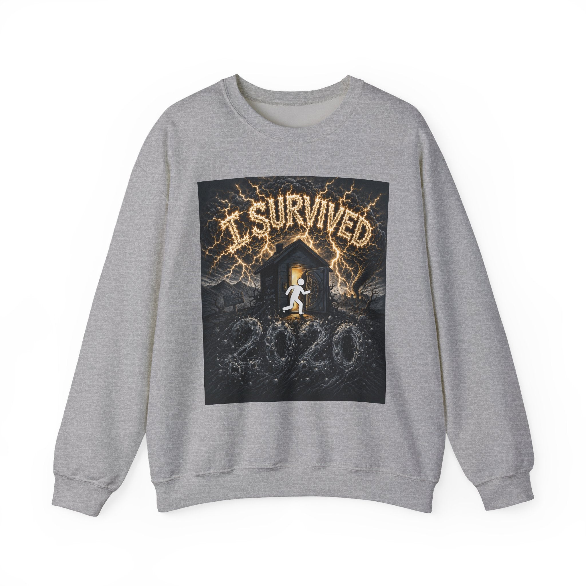 I Survived 2020 — Original Design Teaser Tee | Season 1 Premiere Drop Unisex Heavy Blend™ Crewneck Sweatshirt