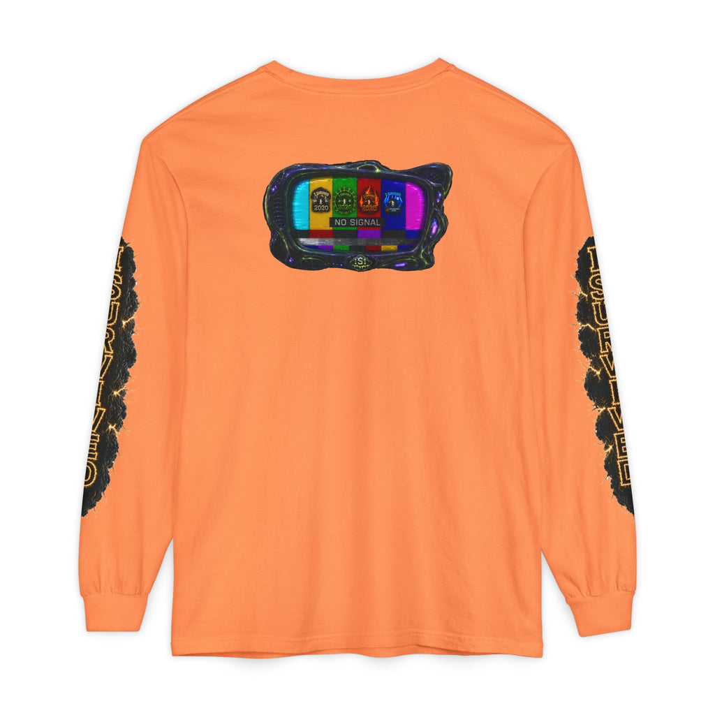 I Survived 2020 — "No Signal" Test Pattern Tee Special Edition Alien Broadcast Finale Summer Premiere Unisex Garment-Dyed Long Sleeve T-Shirt