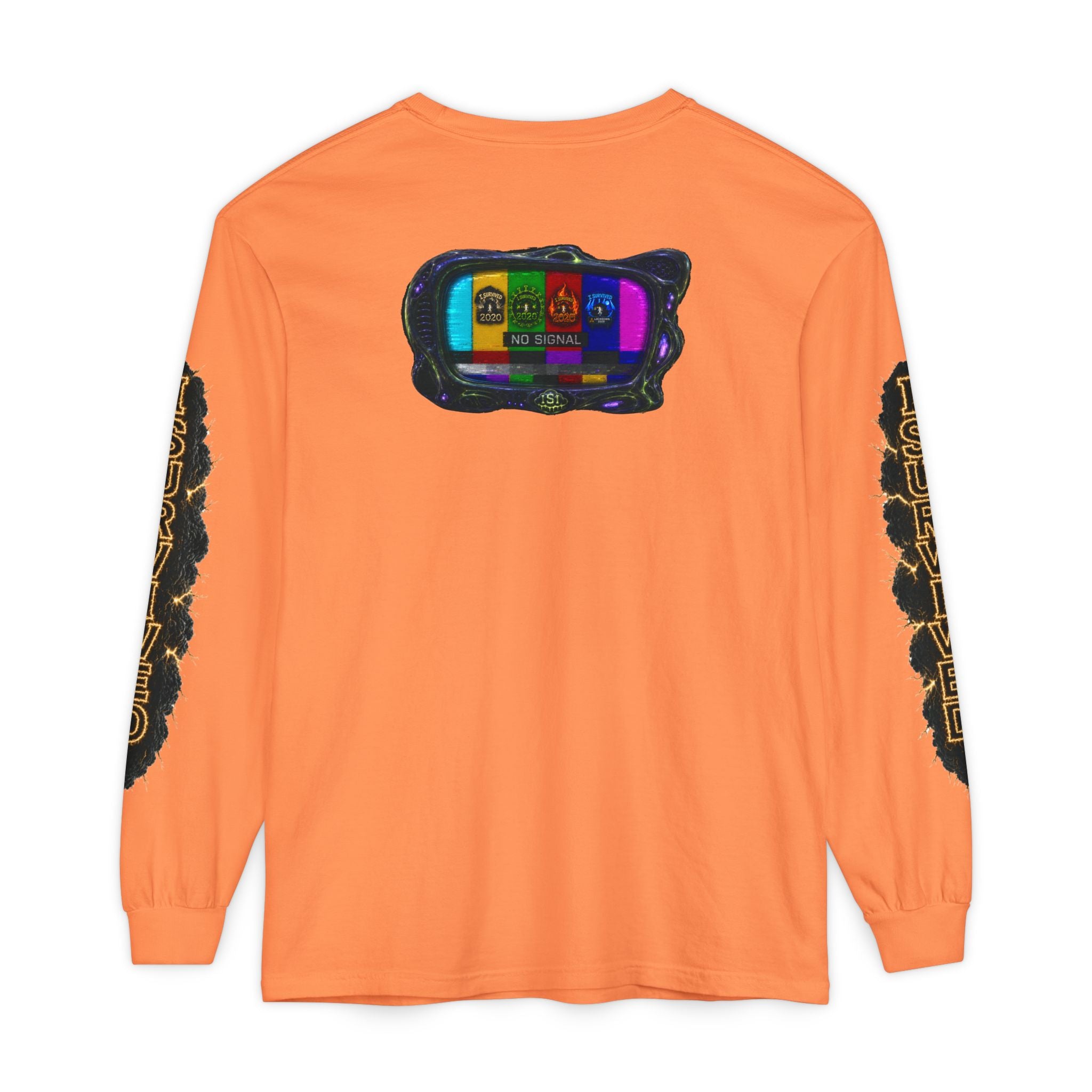 I Survived 2020 — "No Signal" Test Pattern Tee Special Edition Alien Broadcast Finale Summer Premiere Unisex Garment-Dyed Long Sleeve T-Shirt