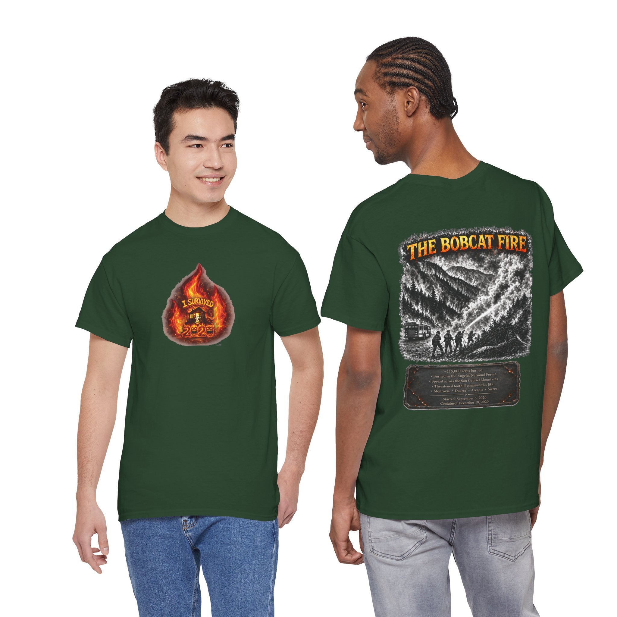 I Survived 2020 — WILDFIRES S2:E2: Director's Cut "The Bobcat Fire" Memorial Unisex Heavy Cotton Tee