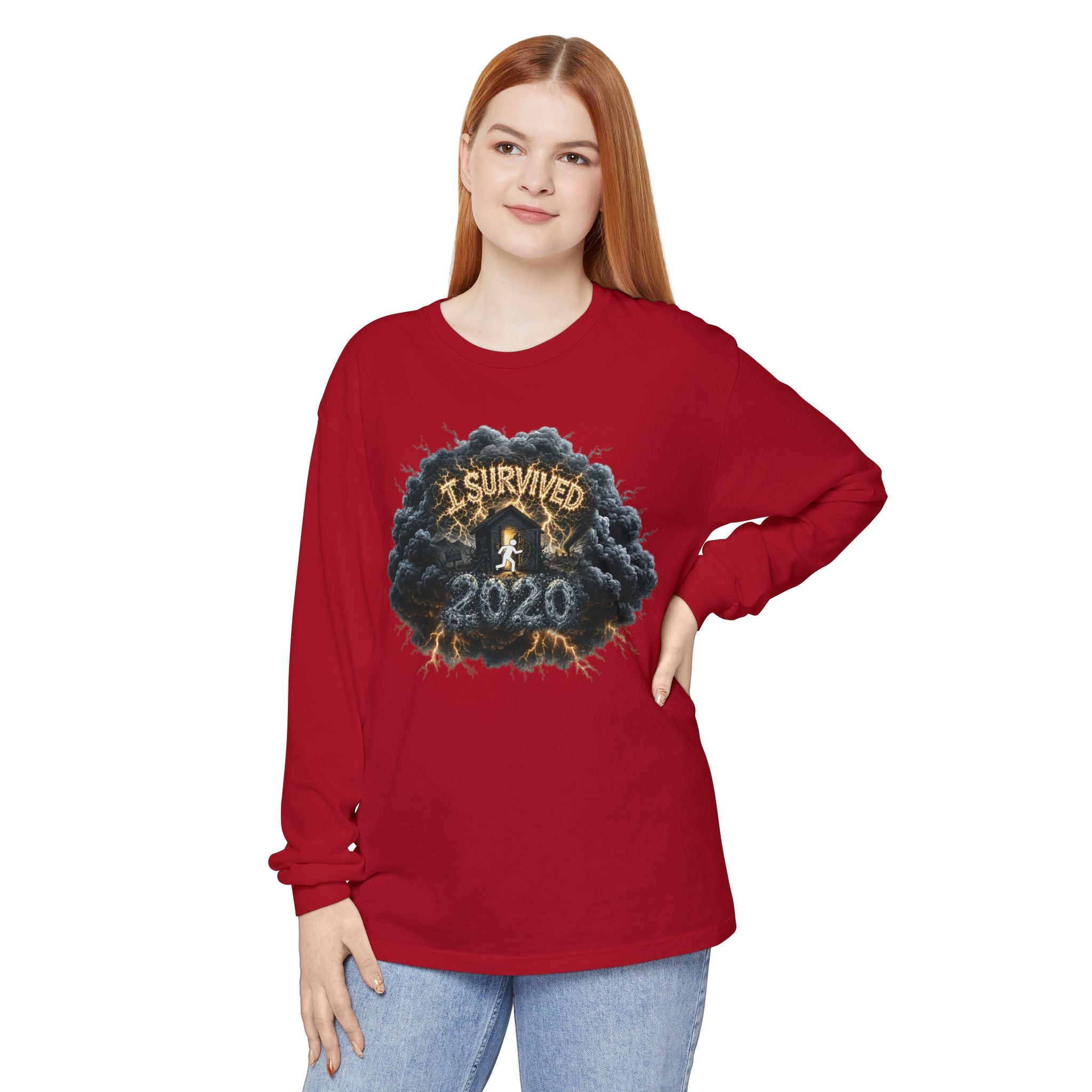 I Survived 2020 — Director's Cut Original Design Teaser Tee | Season 1 Premiere Drop Unisex Garment-Dyed Long Sleeve T-Shirt