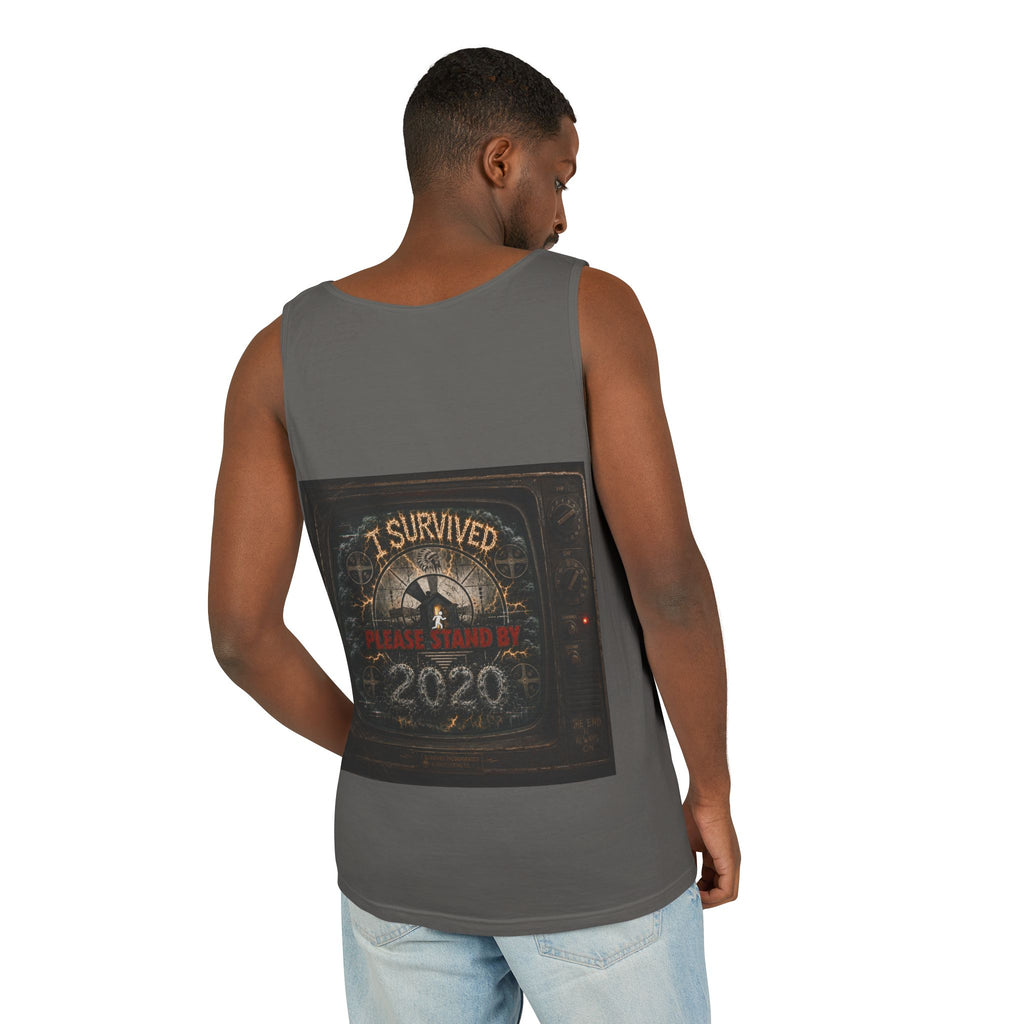 I Survived 2020 — "Please Stand By" Test Pattern Tee Summer Premier  Unisex Garment-Dyed Tank Top