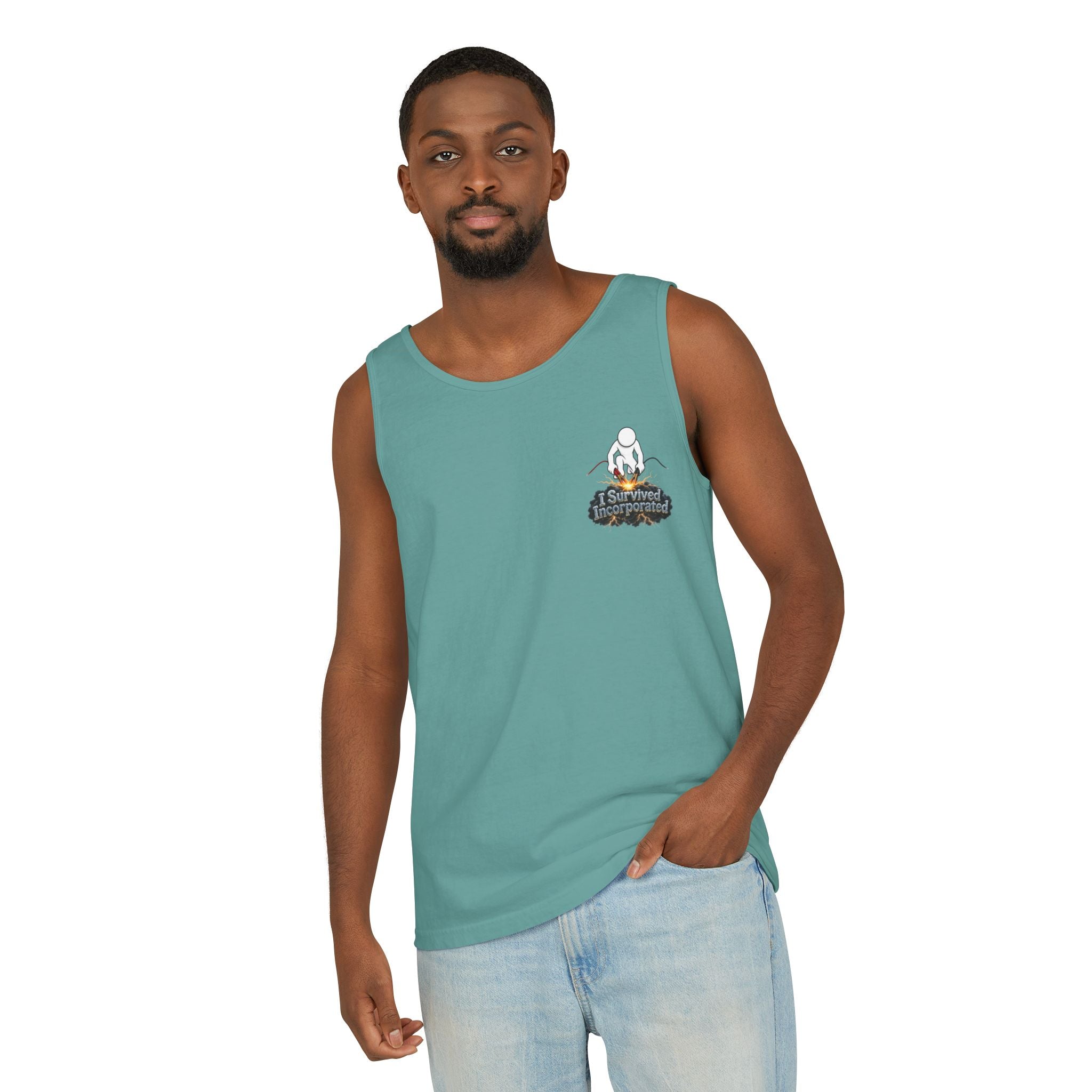 I Survived 2020 — "Please Stand By" Test Pattern Tee Summer Premier  Unisex Garment-Dyed Tank Top