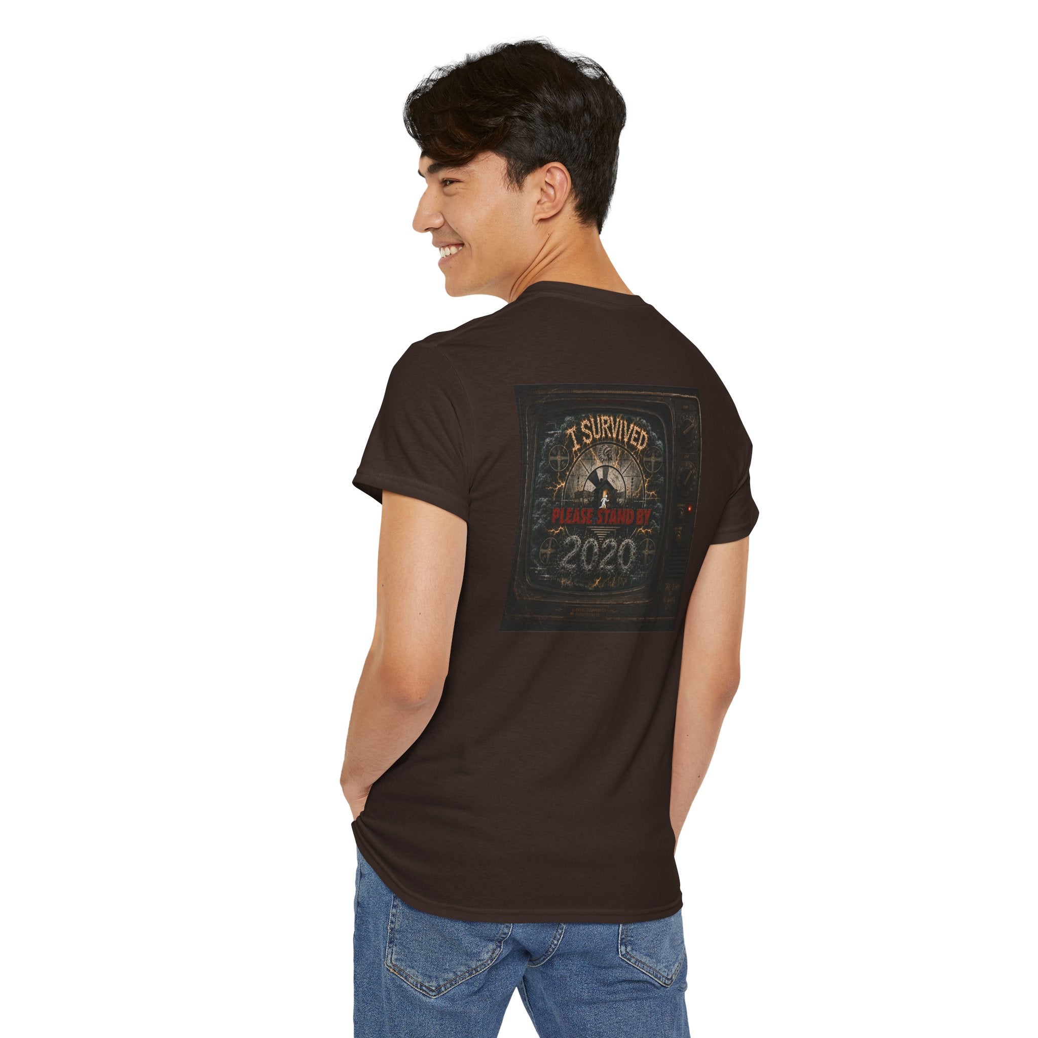 I Survived 2020 — "Please Stand By" Test Pattern Tee Summer Premier Unisex Heavy Cotton Tee