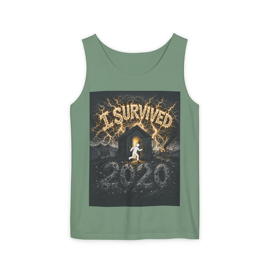 I Survived 2020 — Original Design Teaser Tee | Season 1 Premiere Drop Unisex Garment-Dyed Tank Top