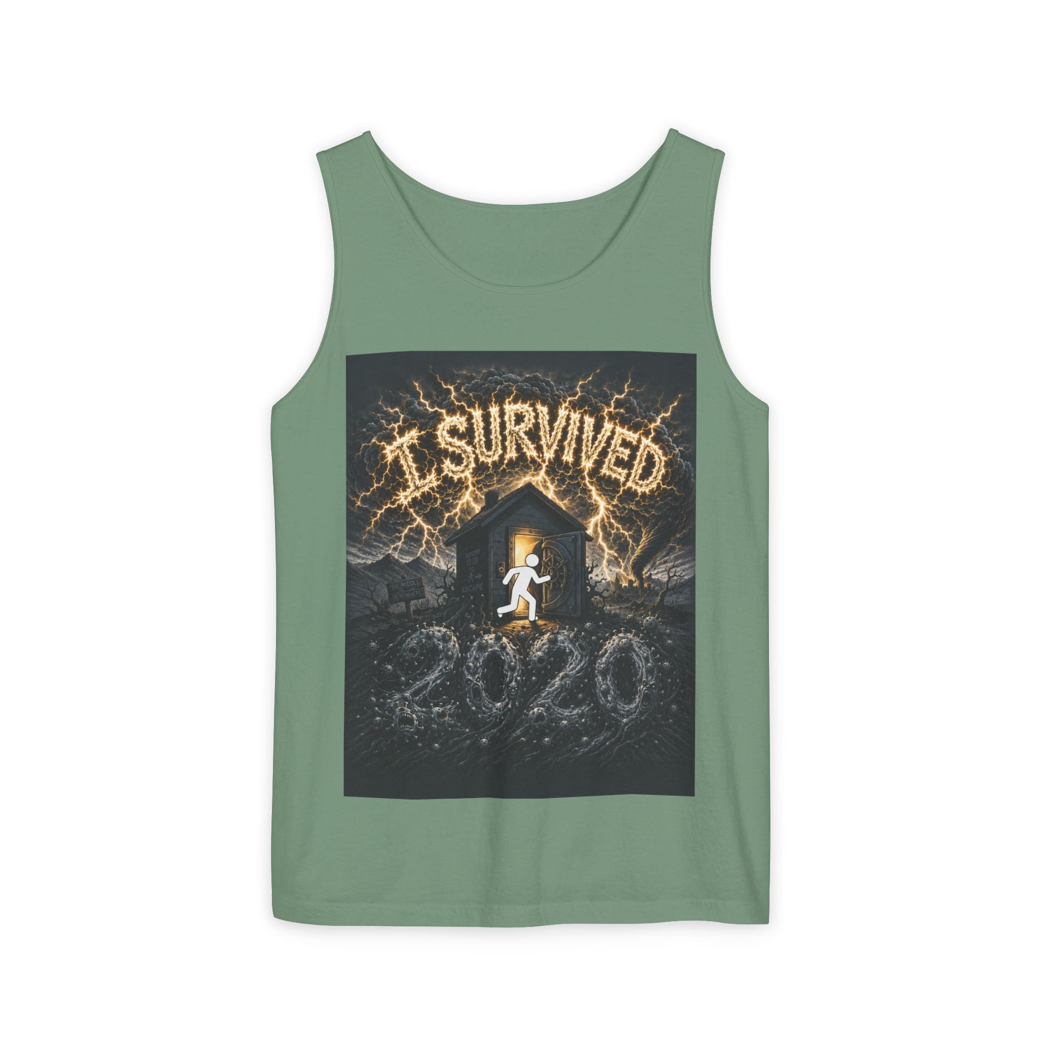 I Survived 2020 — Original Design Teaser Tee | Season 1 Premiere Drop Unisex Garment-Dyed Tank Top